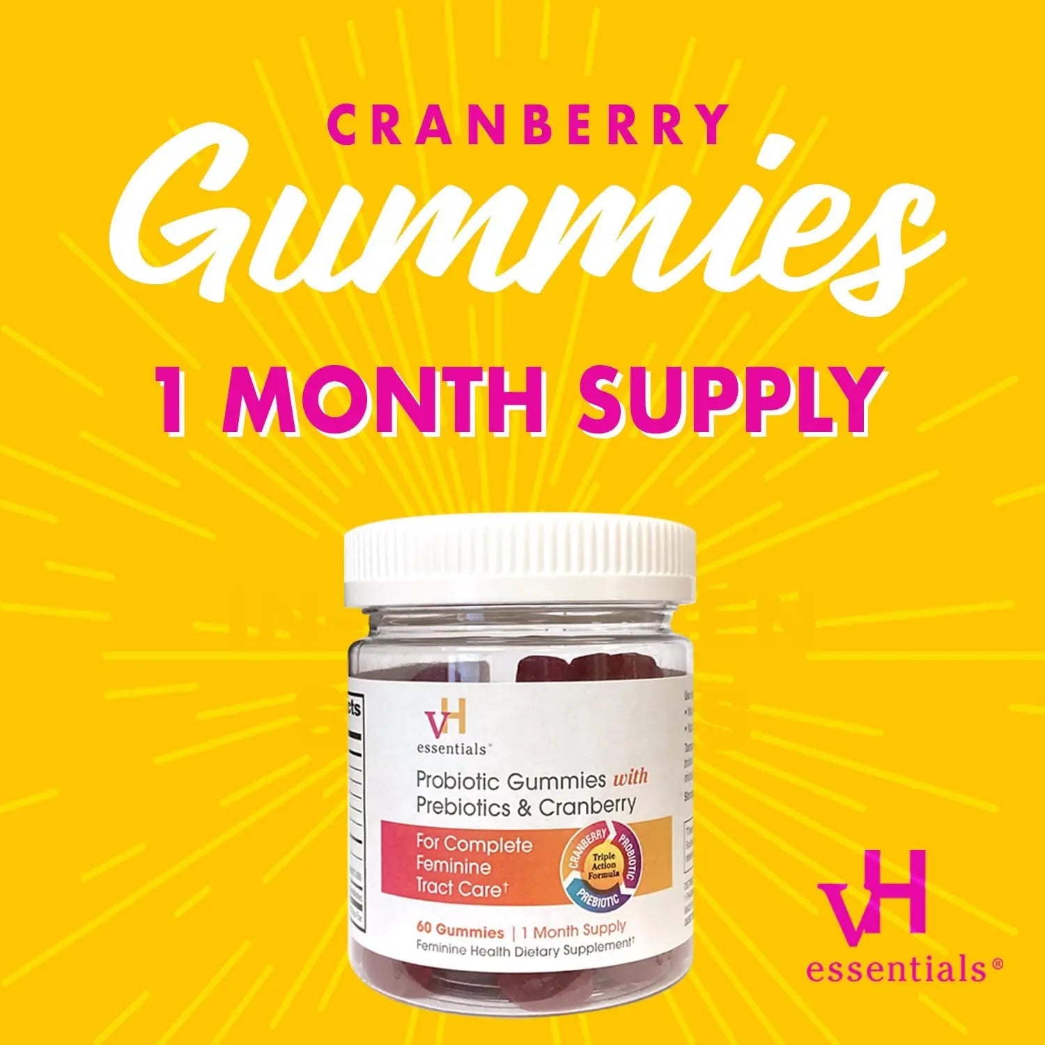 vH essentials Probiotic Gummies with Prebiotics & Cranberry, Concentrated Extract vH essentials Au supplements