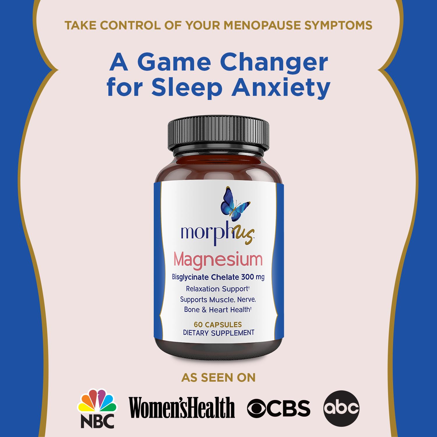 Morphus Magnesium Bisglycinate Chelate 300mg Supplement | 60 Capsules | Helps Women with Perimenopause & Menopause Symptoms | Restful Sleep, De-Stress, Relaxes Muscles & Nerves | Fast Absorption MORPHUS Au supplements