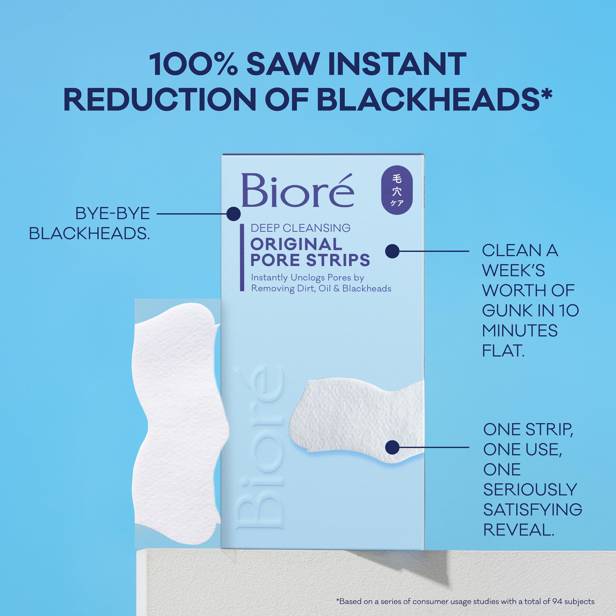Bioré Original Blackhead Remover Strips, Deep Cleansing Nose Strips With Instant Pore Unclogging