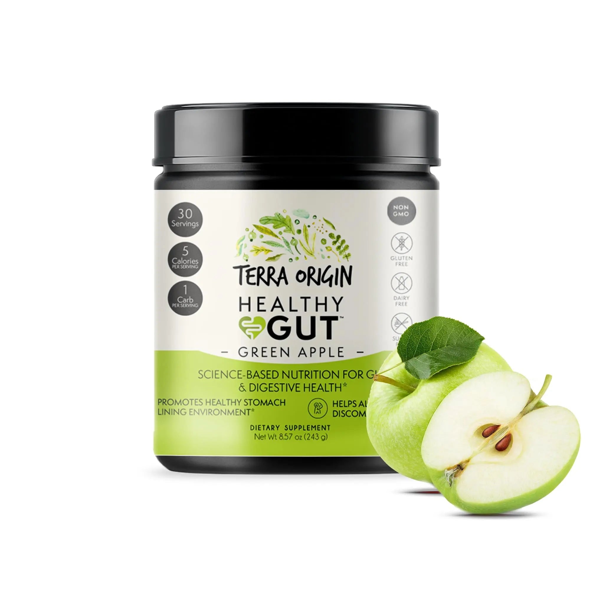 Healthy Gut Green Apple | 30-Servings with L-Glutamine, Zinc, Glucosamine, Slippery Elm Bark, Marshmallow Root and More! TERRA ORIGIN Au supplements