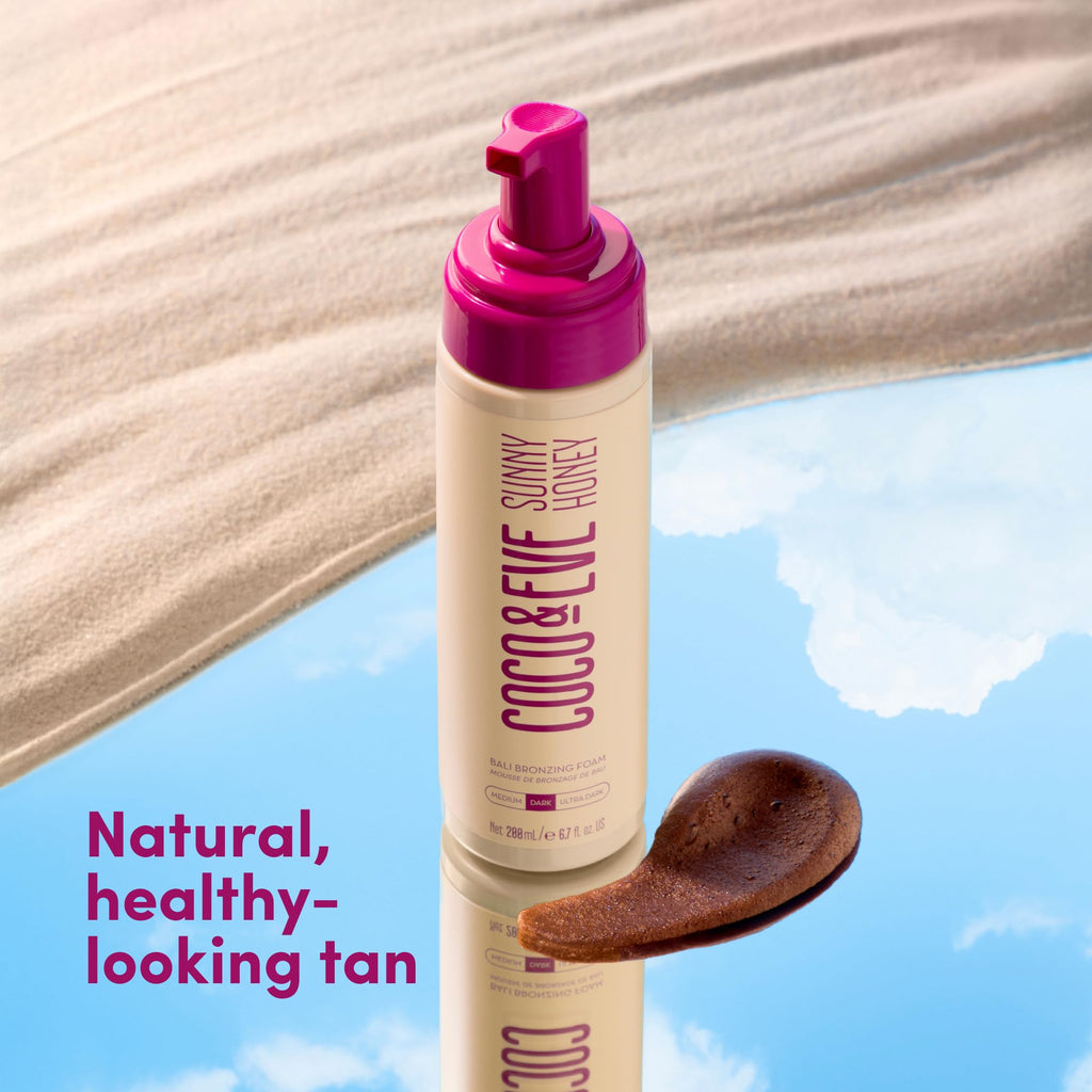 Coco & Eve Sunny Honey Self Tanner Foam - (Medium) Fast Drying, Streak-Free Sunless Tanning Mousse, Tropically Scented Lightweight Natural Looking Tan