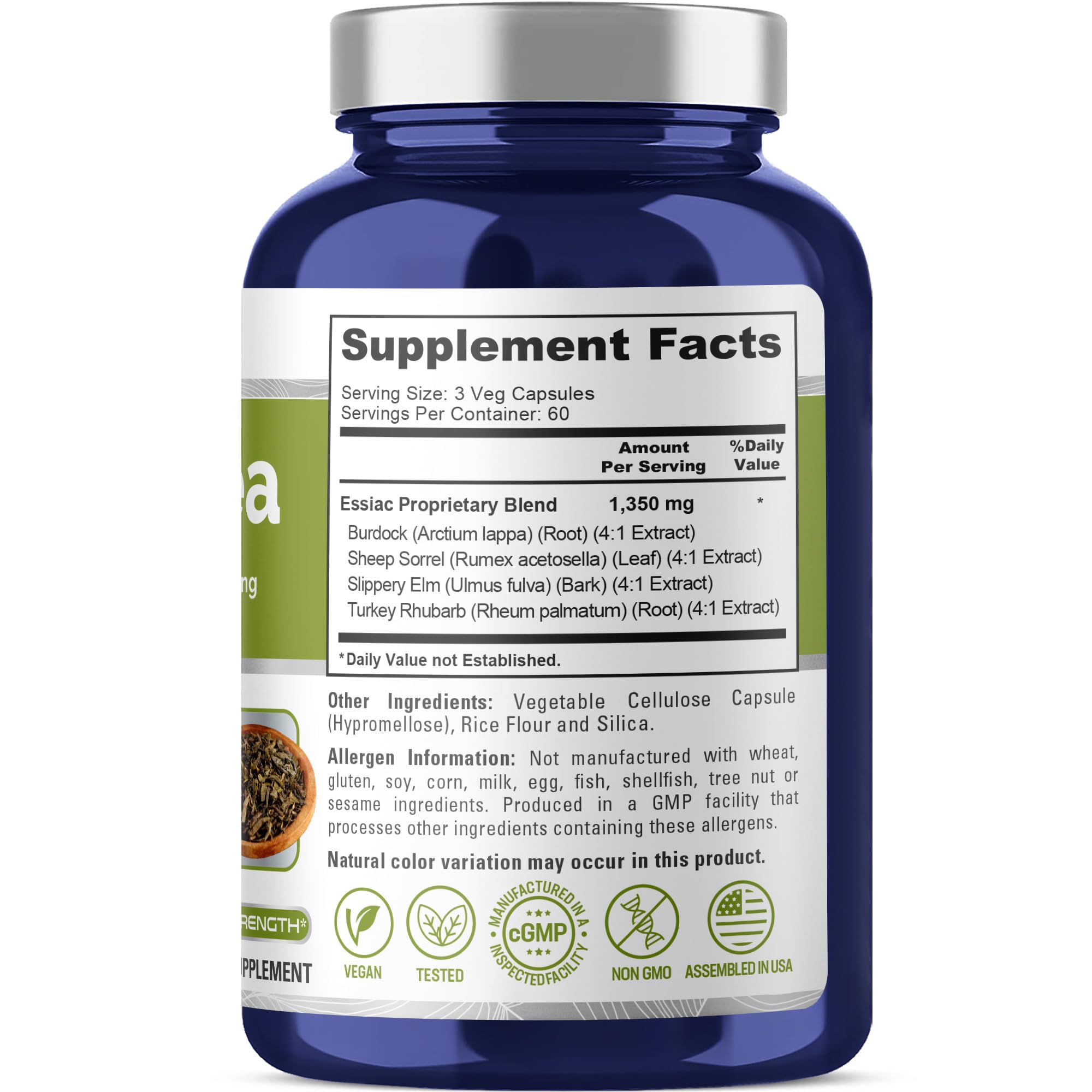 NusaPure Essiac Tea 1350 mg 180 Veggie Caps (Vegetarian, Non-GMO) NusaPure Au supplements