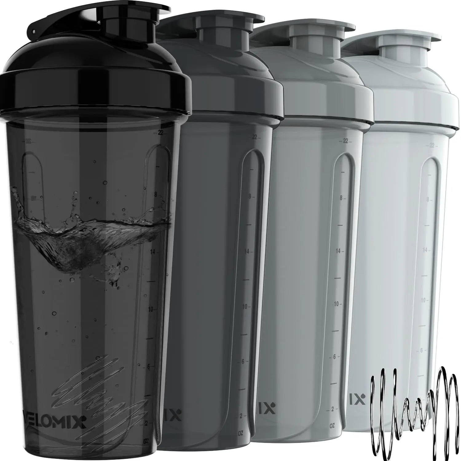 VELOMIX -4 PACK- Protein Shaker Bottles for Protein Mixes, 28 OZ Shaker Cups for Protein Shakes VELOMIX Au supplements