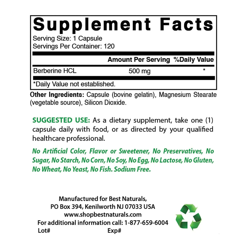 Best Naturals Berberine 500mg 120 Capsules - Supports Immune Function, Cardiovascular Best Naturals Au supplements