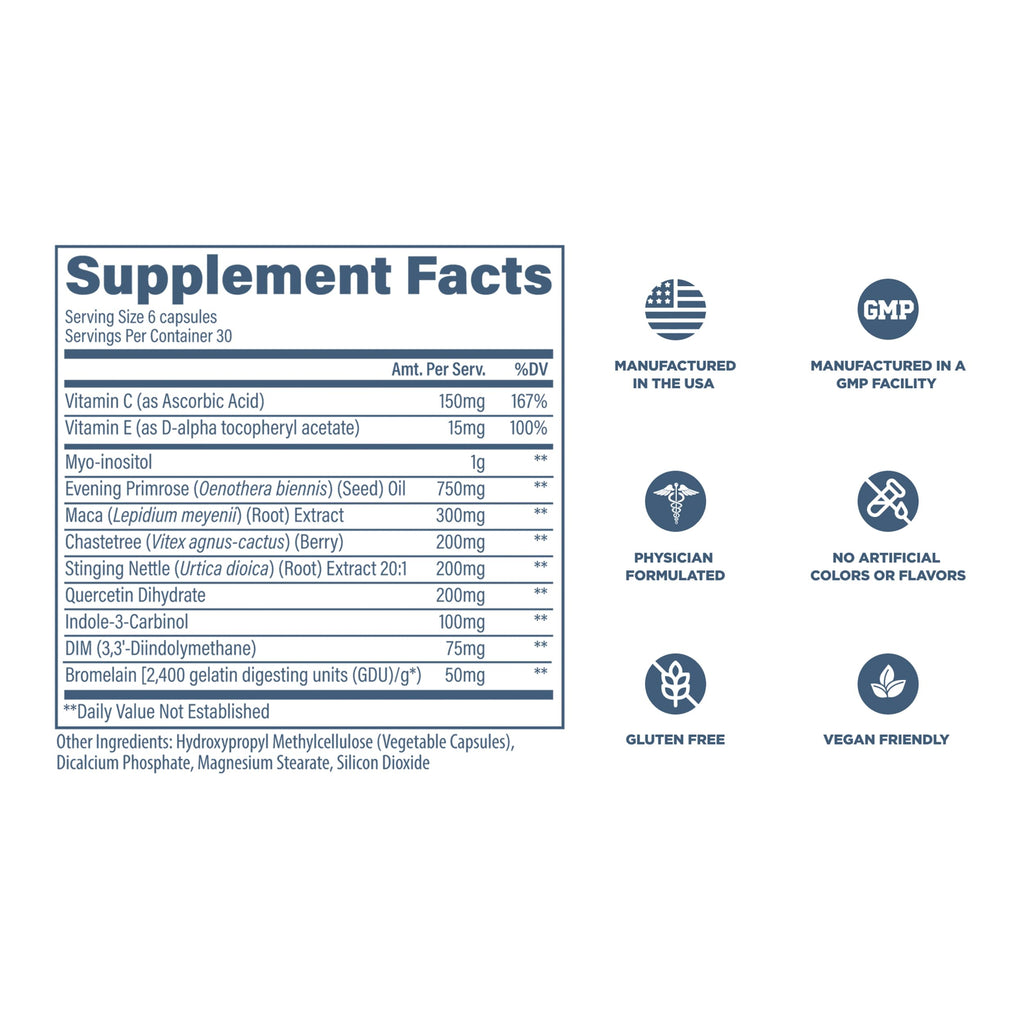 Revive MD Hormone Balance for Women – Hormone Support Supplement w/Myo-Inositol, Chaste Berry, DIM, Vitamins C & E, Evening Primrose Oil – Health & Hormonal Balance (180 Capsules, 30 Servings) Revive Au supplements