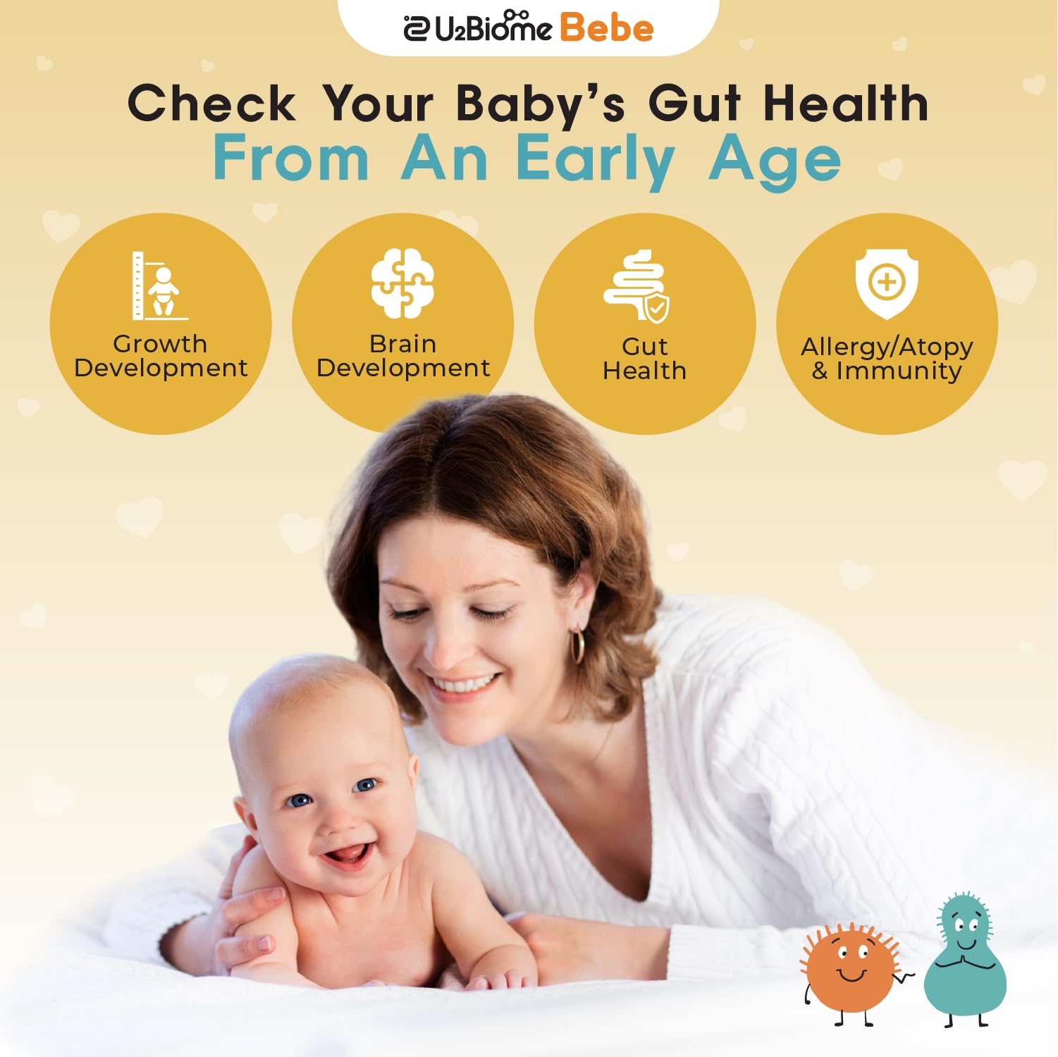 U2Biome Bebe Baby Gut Microbiome Test Kit, at-Home Collection Kit, Health Indicators for Growth & Development & Allergy, Personalized Report & Probiotics Recommendations, from 0 to 60 Months U2Biome Bebe Au supplements