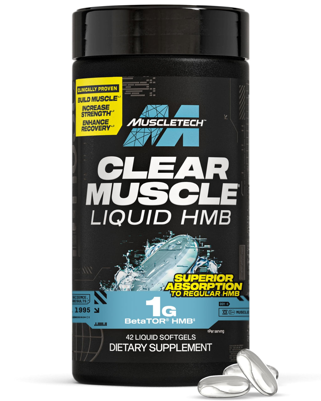 Muscletech HMB Supplements 1000mg, Clear Muscle (42 Liquid Softgels) - Highest Grade HMB for Lean Muscle & Recovery-HMB Free Acid Muscle Supplement-Help Decrease