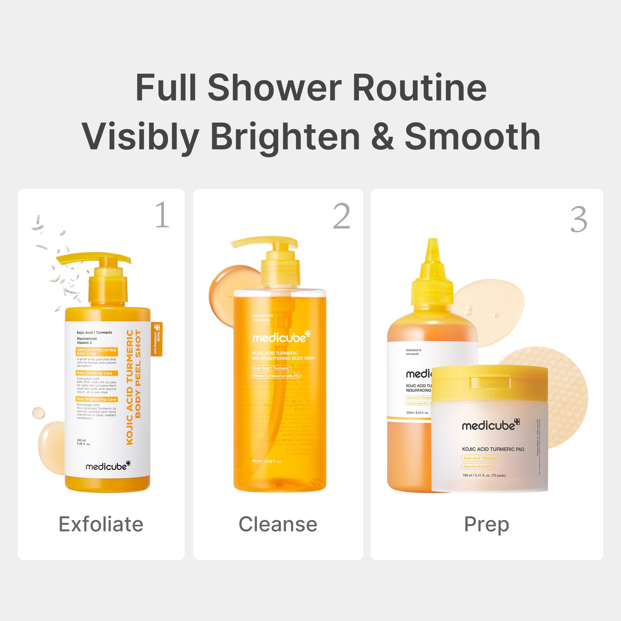 medicube Kojic Acid Turmeric Brightening Body Wash | Gentle Shower Gel for Uneven Skin