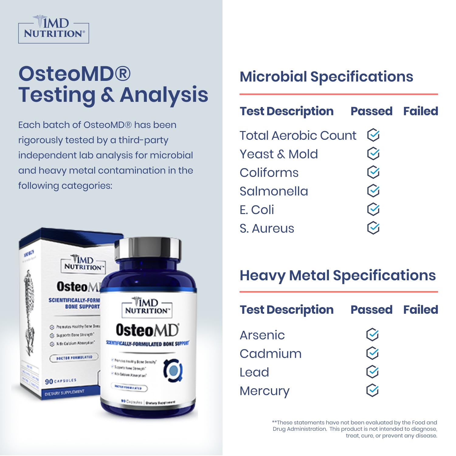 1MD Nutrition OsteoMD for Comprehensive Support - Supplement for Women and Men - Promote Density w/Vitamin D - Hydroxyapatite