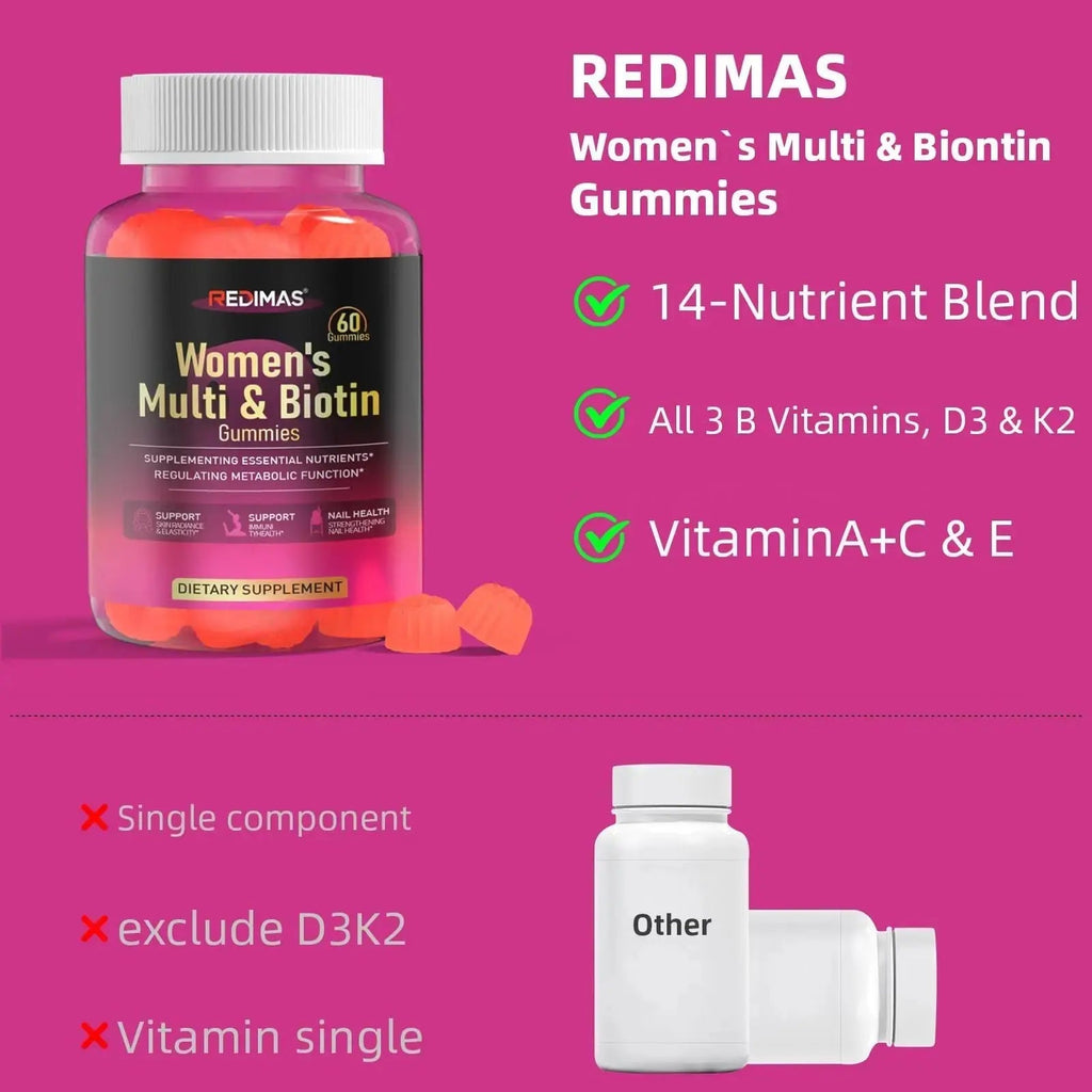 Redimas Multivitamin Gummies for Women, Chewable Adult Vitamin with Vitamins A, B, C, D, E, and Biotin, Gummy Format for Everyday Nutrient Inclusion Redimas Au supplements