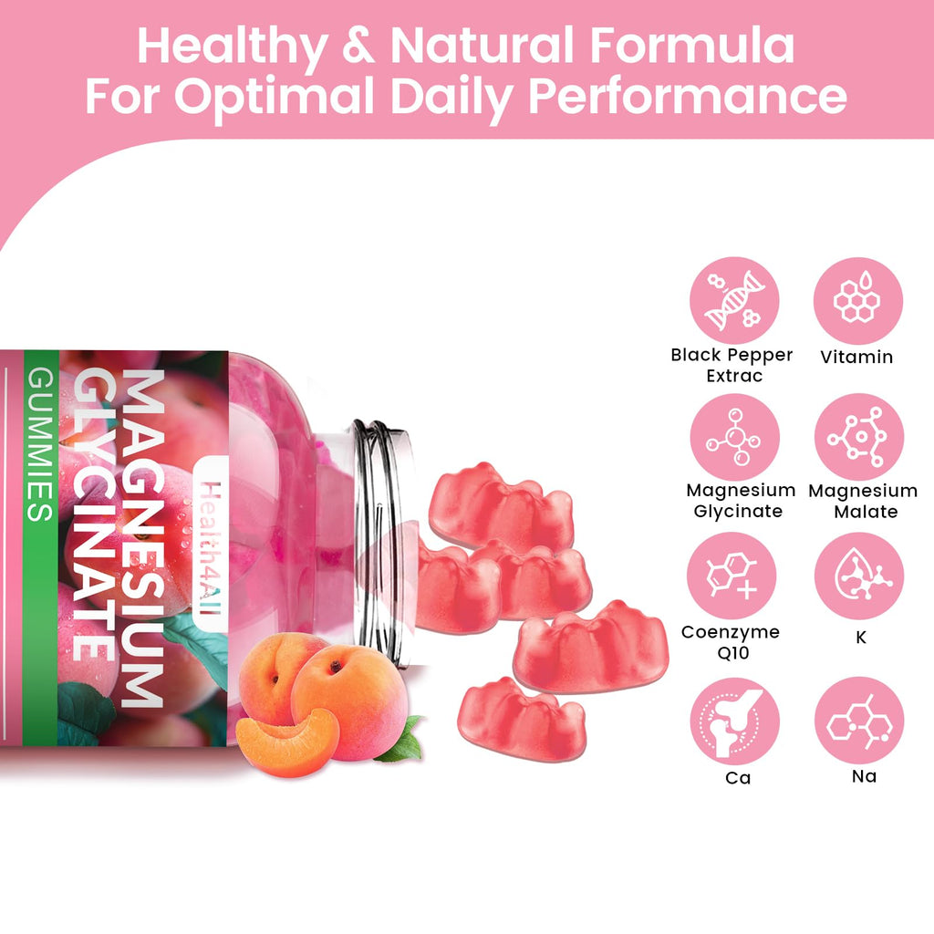 Magnesium Glycinate Gummies 1000mg, High Absorption Sugar Free Magnesium Potassium Supplement for Relaxation