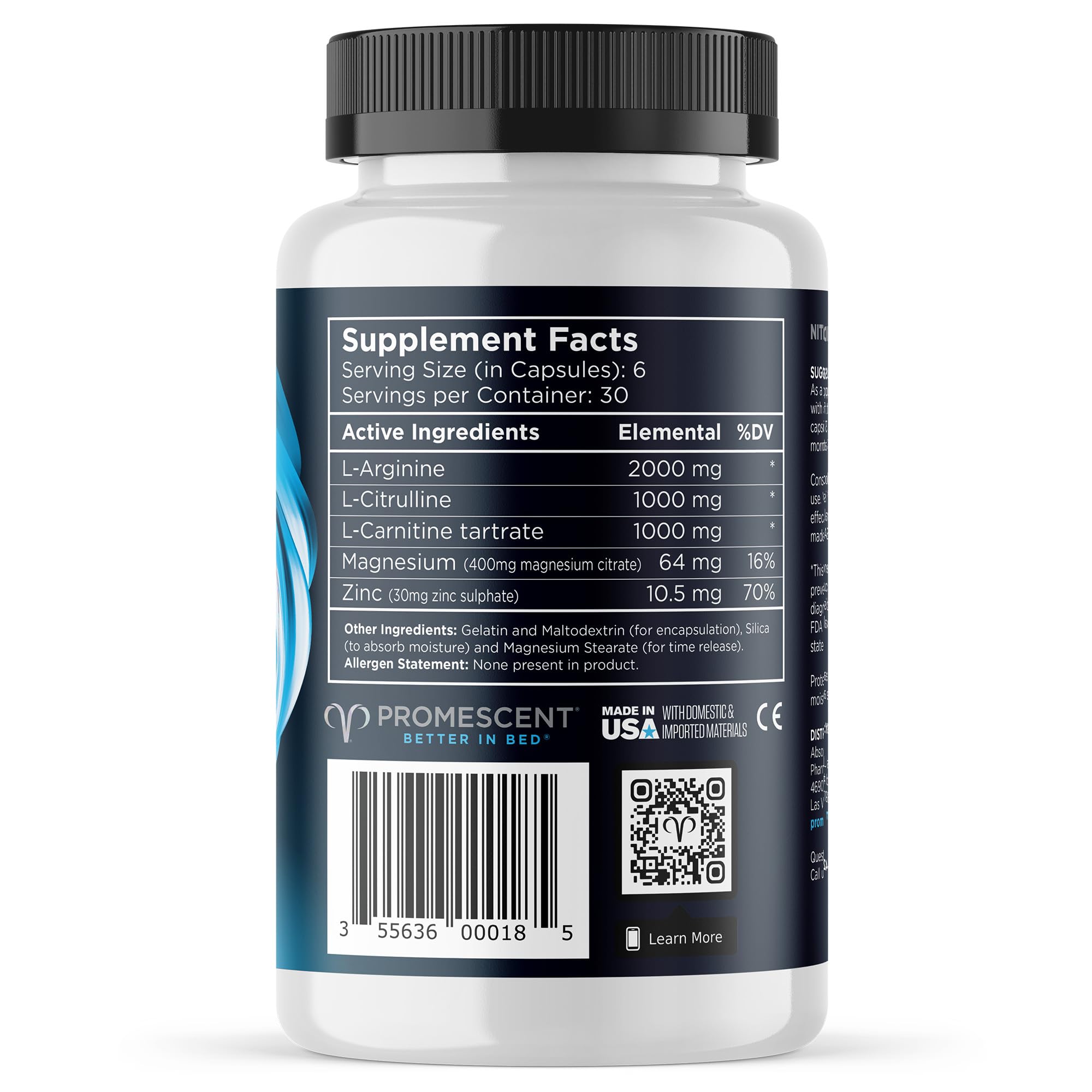 Promescent VitaFLUX Nitric Oxide Supplements for Men, Fast Acting Male Enhancing Pills for Stamina, Size & Performance, L-Arginine L-Citrulline L-Carnitine (30 Servings) Promescent Au supplements