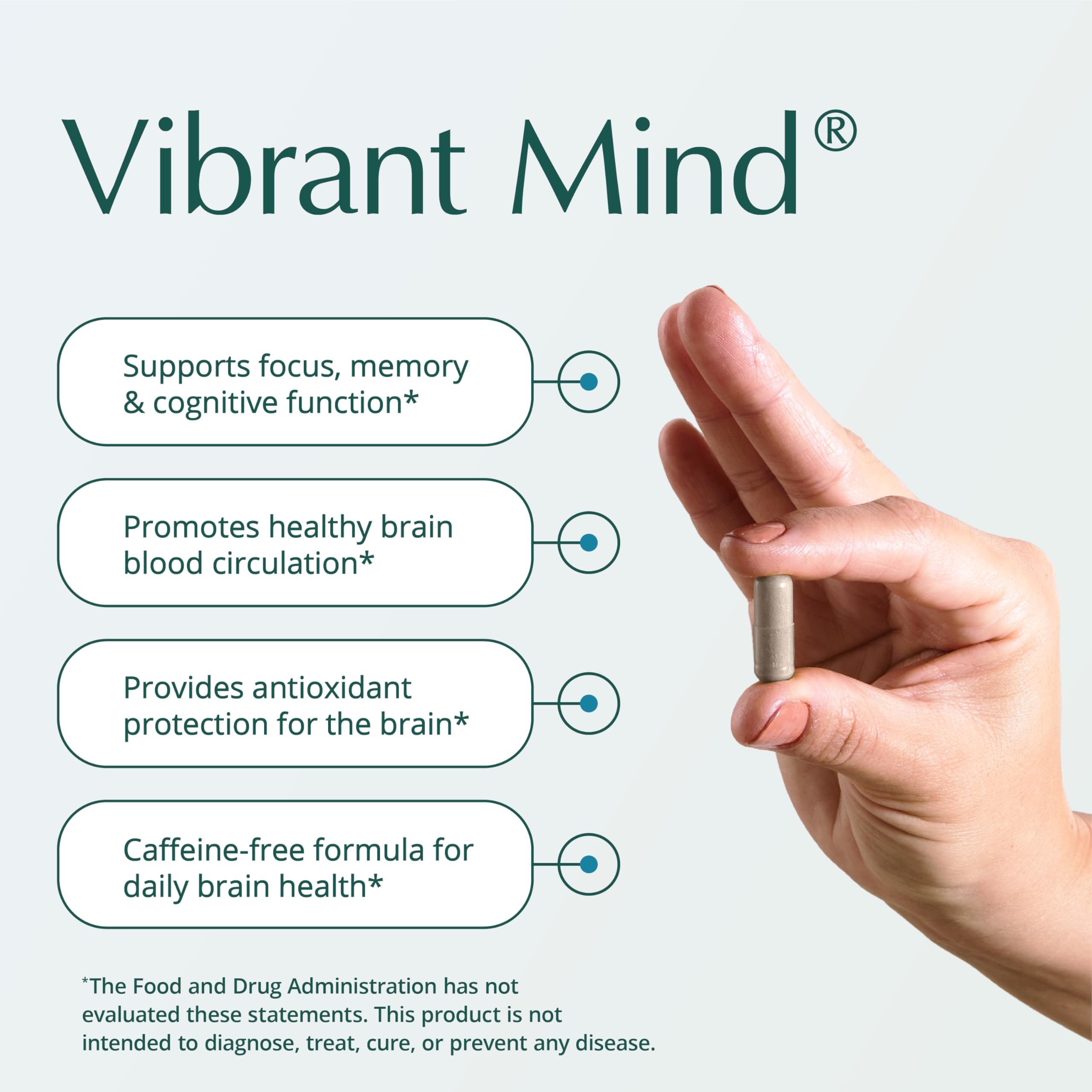 Natura Health Products Vibrant Mind - Brain Supplement for Memory and Focus* - Featuring Bacopa, Ginkgo Biloba, Centellin & Phosphatidylserine