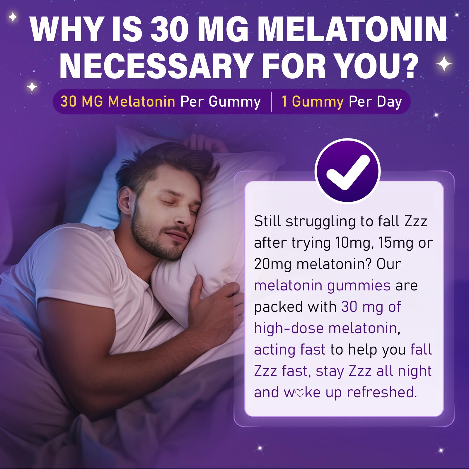 Veyttisy Melatonin 30mg Gummies for Adults - Sugar Free Melatonin Gummies Maximum Strength with Magnesium, B6, GABA & Botanical Blend - Non-Habit Forming,Vegan