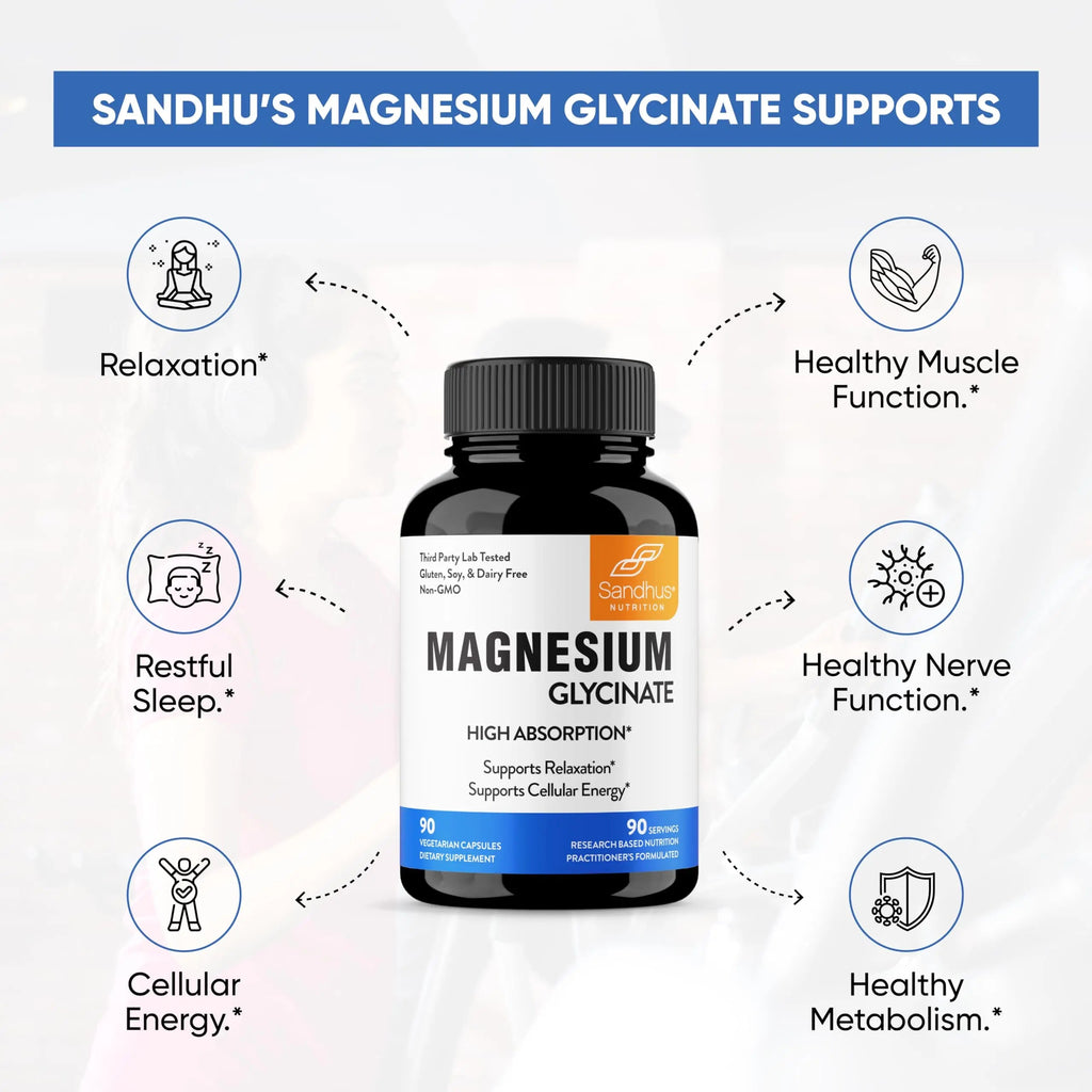 Sandhu's Superior Absorption Magnesium Glycinate 775mg|140mg Elemental Magnesium Sandhu's Au supplements