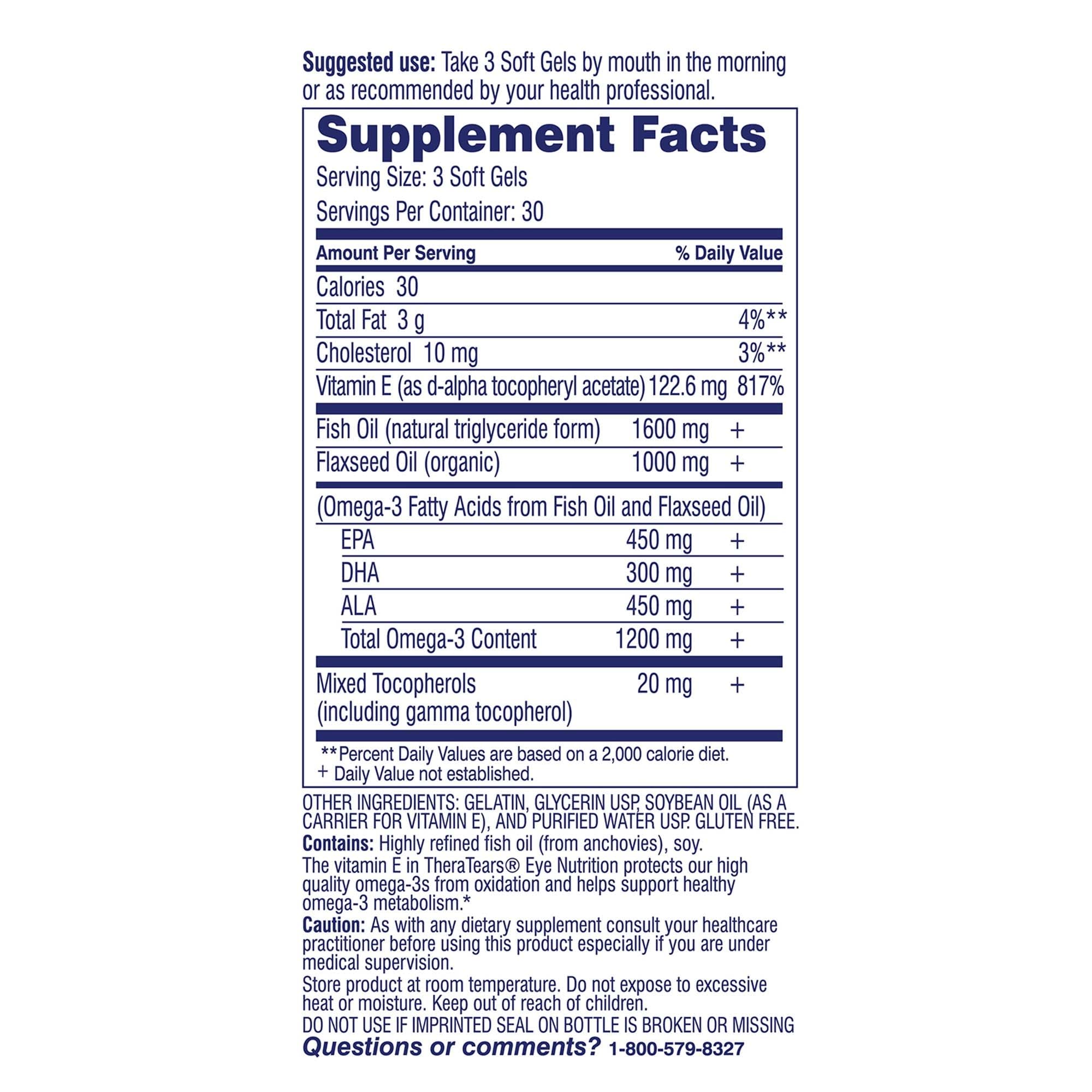 TheraTears Omega 3 Supplement, 1200mg, 90 ct (Pack of 1)