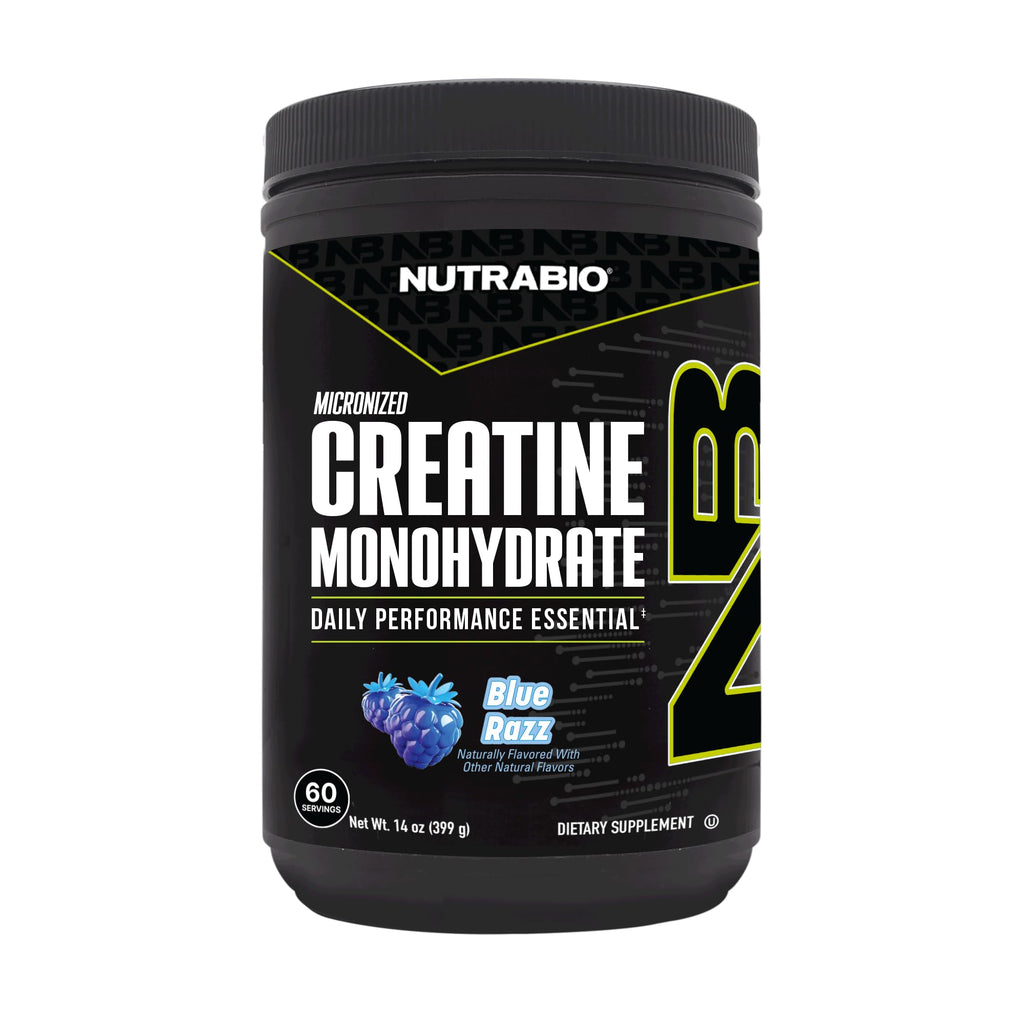 NutraBio Pure Micronized Creatine Monohydrate Powder Supplement, Blue Razz (300 g) - Supports Bulk Muscle Energy, Recovery, and Strength - HPLC Tested Creatine Powder Supplement for Men and Women