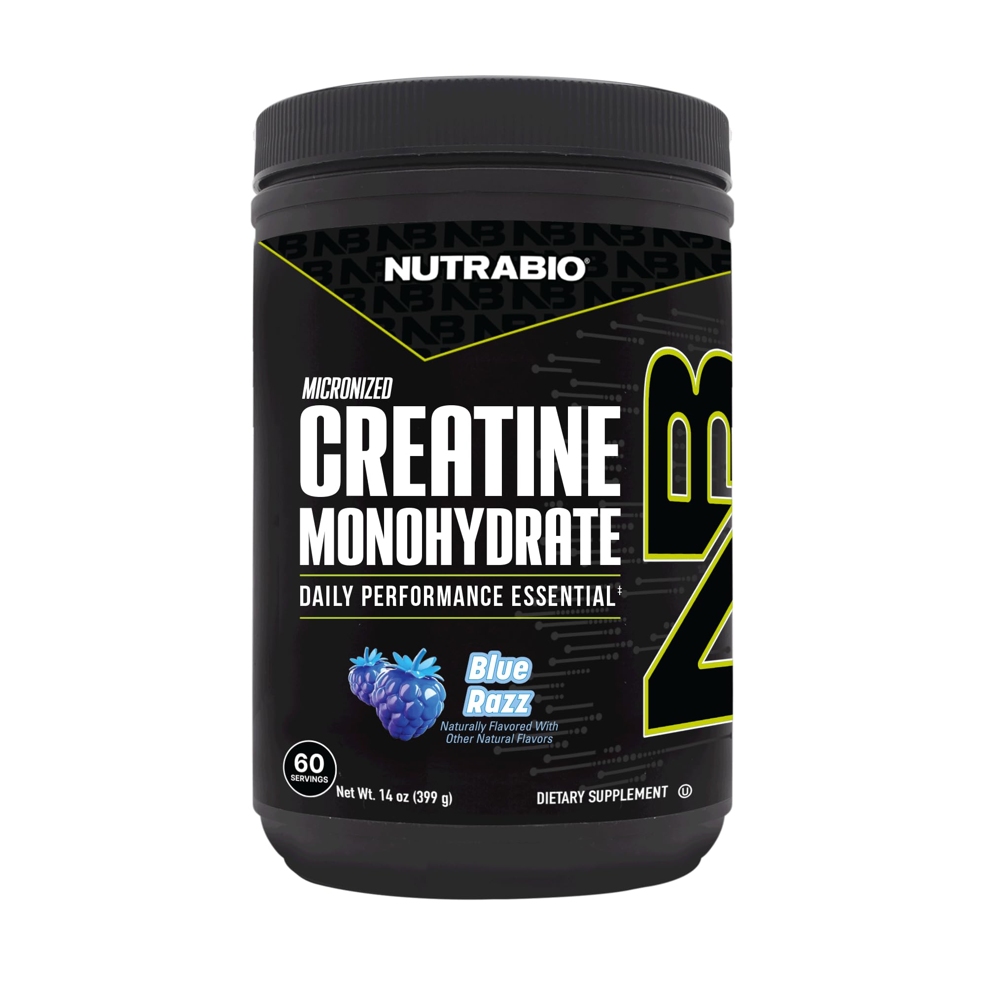 NutraBio Pure Micronized Creatine Monohydrate Powder Supplement, Blue Razz (300 g) - Supports Bulk Muscle Energy, Recovery, and Strength - HPLC Tested Creatine Powder Supplement for Men and Women