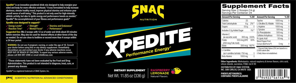 SNAC XPEDITE Preworkout Performance Energy Drink Supplement, Raspberry Lemonade SNAC Au supplements