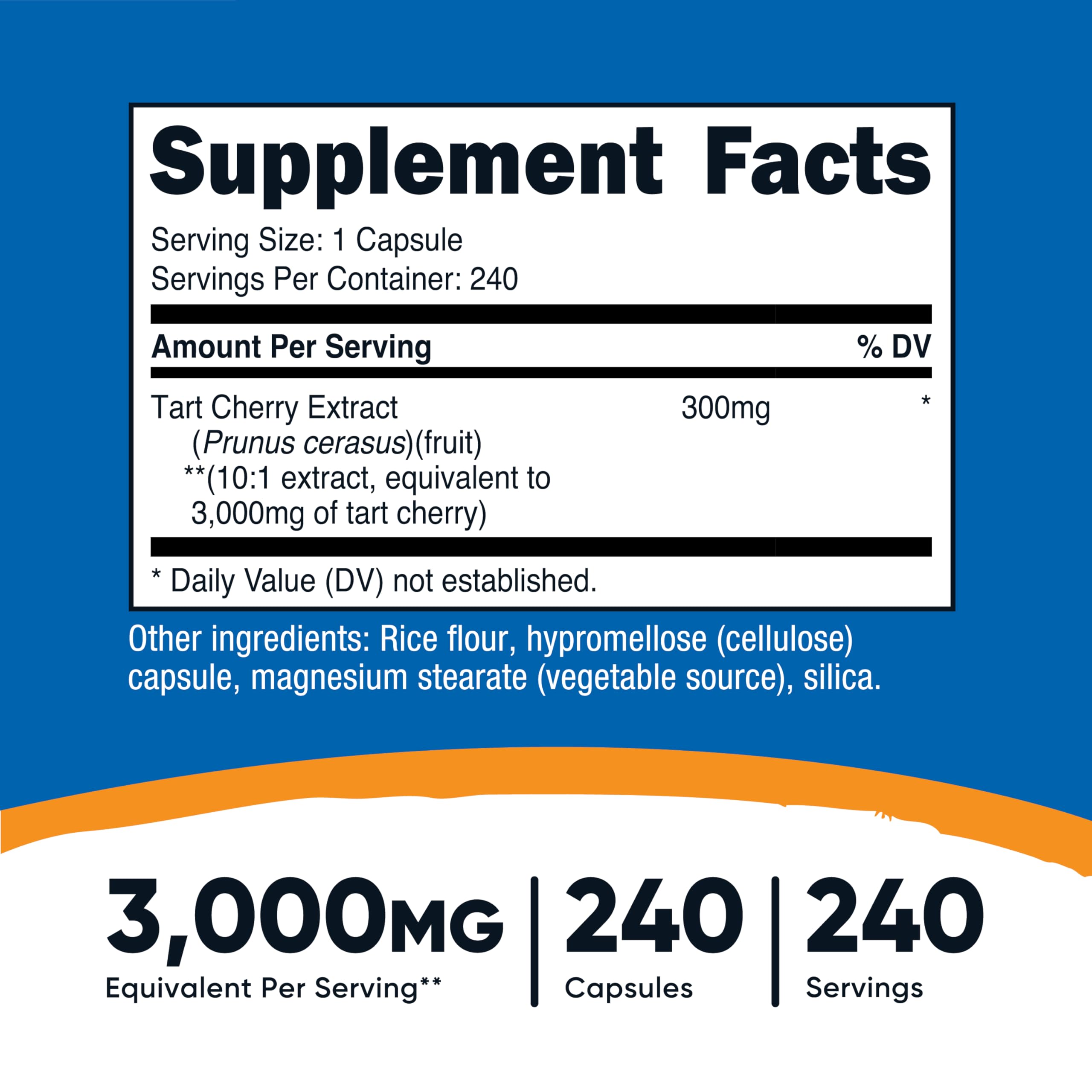 Nutricost Tart Cherry Extract 240 Vegetarian Capsules for 240 Servings per Bottle - Gluten Free, Non-GMO