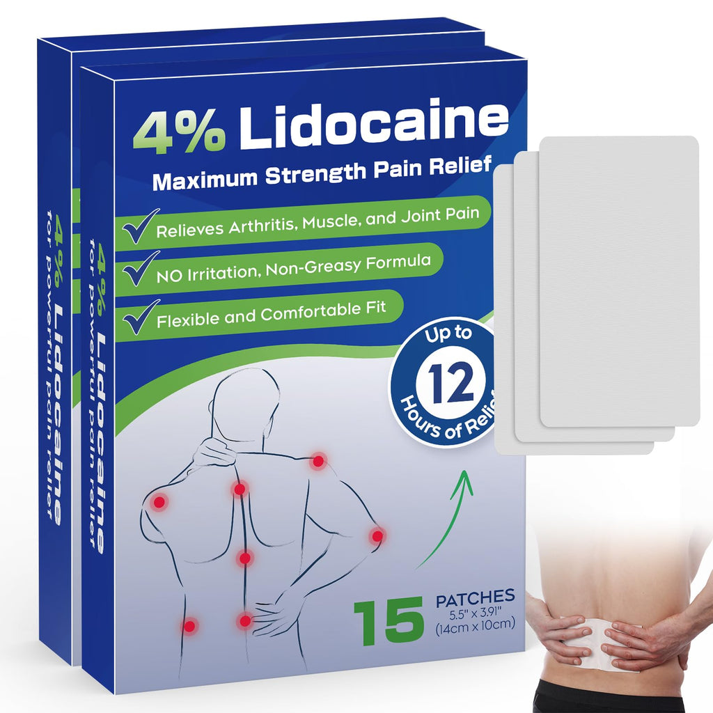 Uposiut 4% Lidocaine Pain Relief Patches 30 Count – Maximum Strength, 12 Hour Long Lasting, Flexible & Low Odor, for Back, Neck, Knee & Shoulder - 002AB Uposiut Au supplements