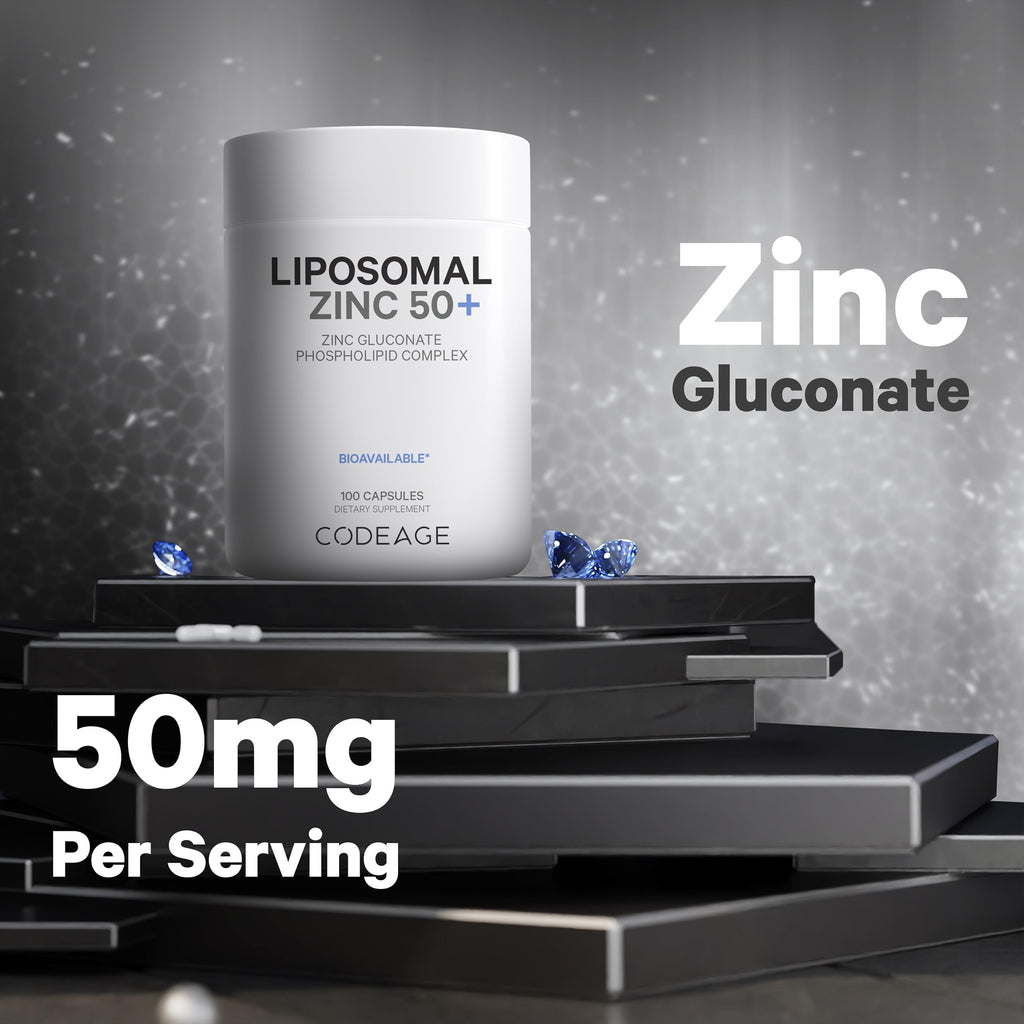 Codeage Liposomal Zinc Supplement – 3 Month Supply – One Per Day - 50 mg Zinc Gluconate Vitamin Pills - Essential Mineral Supplements Liposomal Delivery Matrix - Vegan Non-GMO - 100 Capsules Codeage Au supplements