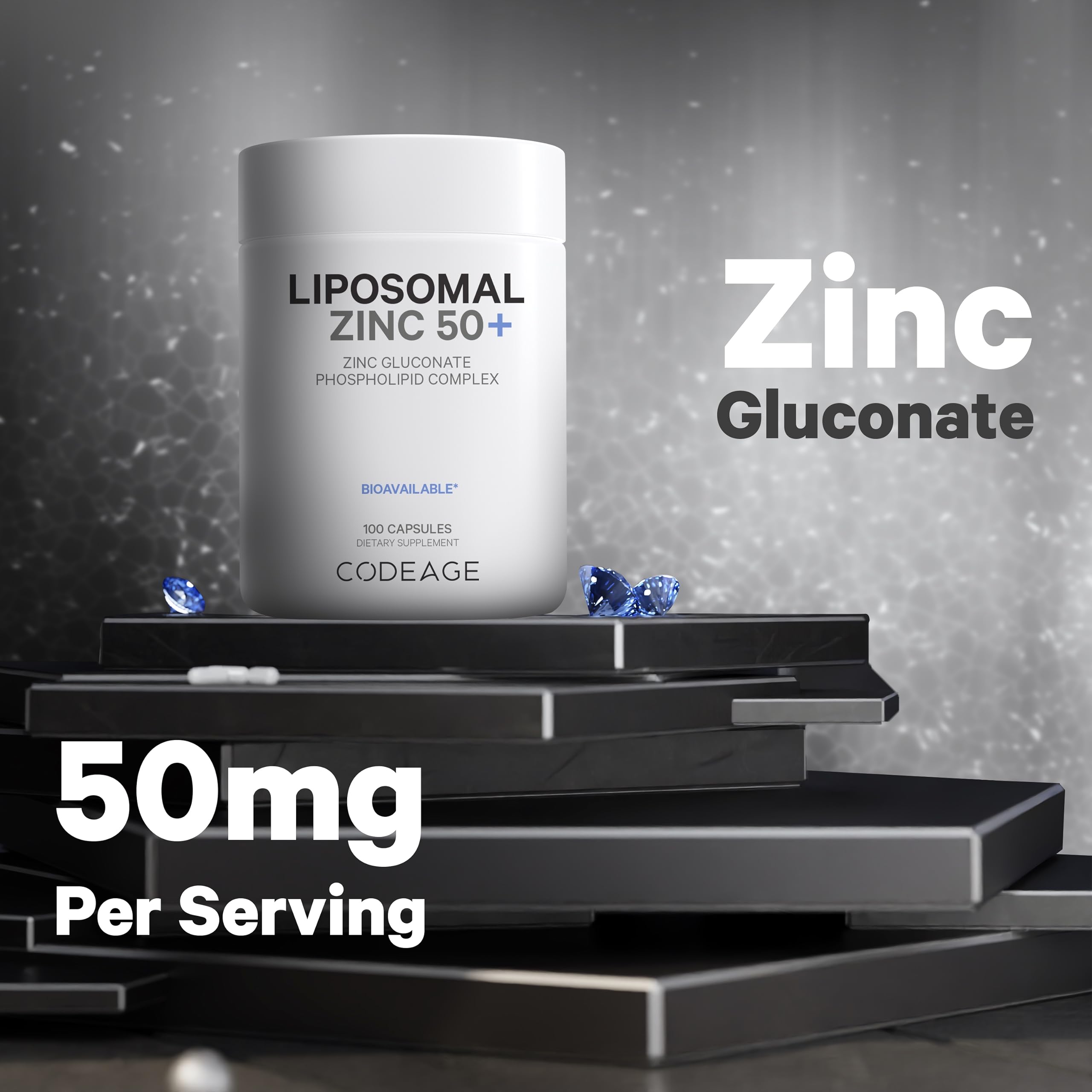 Codeage Liposomal Zinc Supplement – 3 Month Supply – One Per Day - 50 mg Zinc Gluconate Vitamin Pills - Essential Mineral Supplements Liposomal Delivery Matrix - Vegan Non-GMO - 100 Capsules Codeage Au supplements