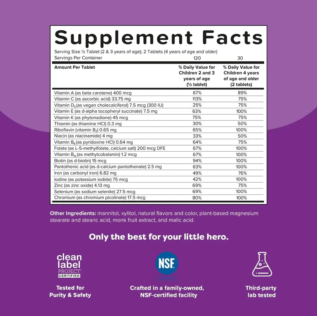 Renzo's Picky Eater Kids Multivitamin with Iron, Dissolving Kids Vitamins with Vitamin D3 and K2 and More, 60 Sugar-Free Melty Tabs Renzo's Au supplements
