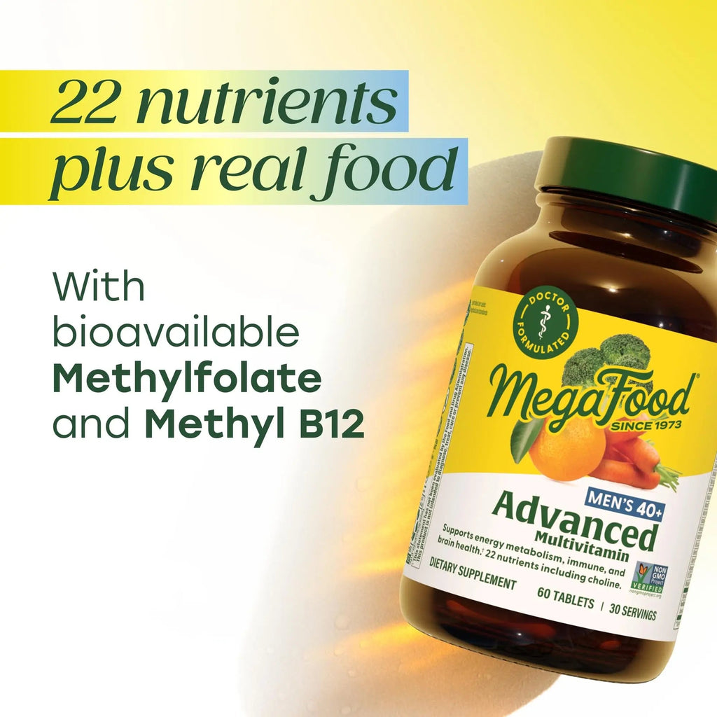 MegaFood Men's 40+ Advanced Multivitamin for Men - Dr-Formulated - Choline, Vitamin B, Vitamin C, Vitamin D, Zinc & Real Food MegaFood Au supplements