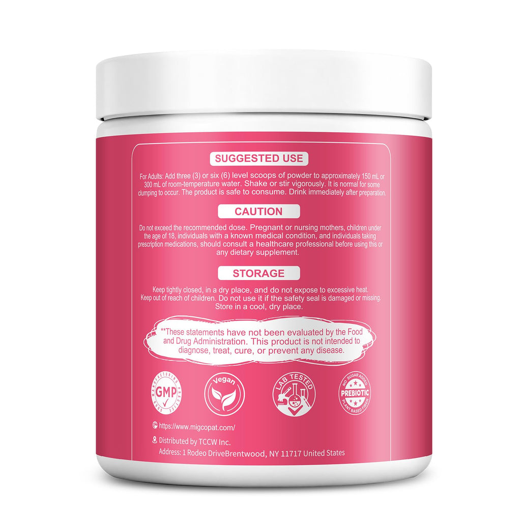 Migcopat Superfood Fiber Powder with Probiotics, Prebiotics, Digestive Enzymes, Vitamin C, Inulin, Magnesium, 14G Fiber Supplement for Digestive Support & Skin Health