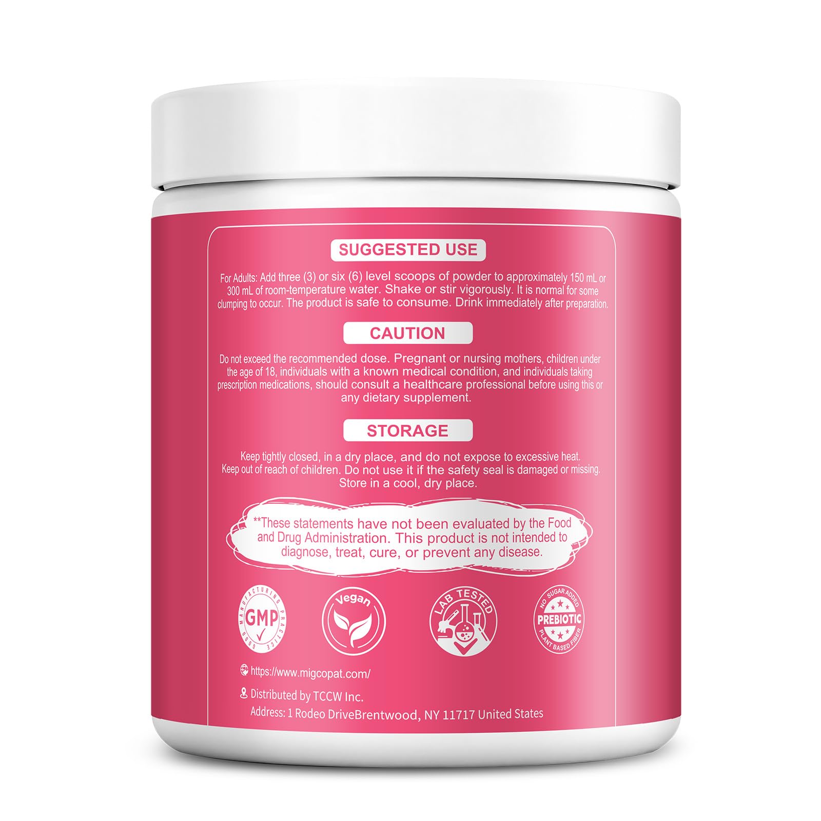 Migcopat Superfood Fiber Powder with Probiotics, Prebiotics, Digestive Enzymes, Vitamin C, Inulin, Magnesium, 14G Fiber Supplement for Digestive Support & Skin Health