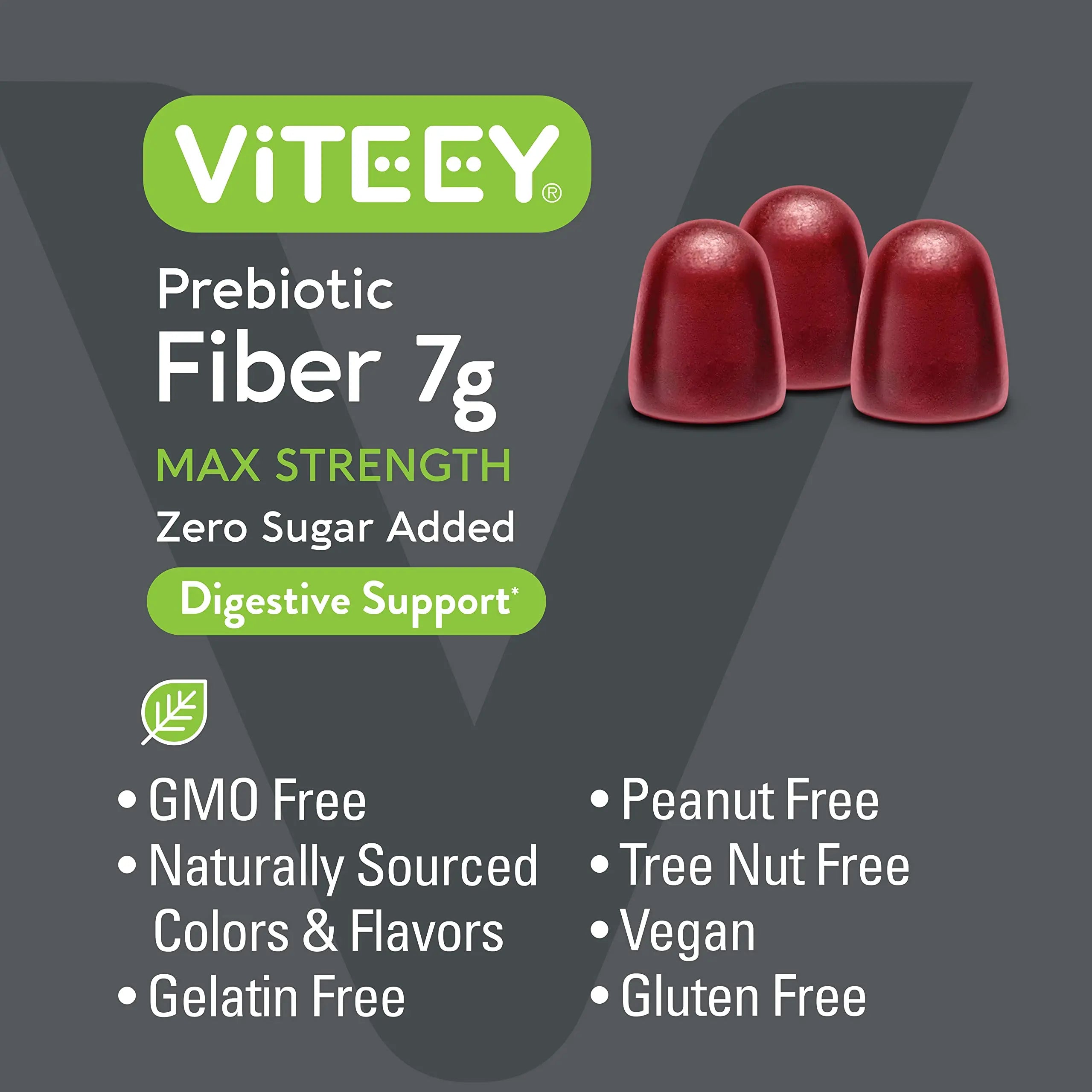 Prebiotic Fiber Gummies 7G Extra Strength [Zero Sugar Added] Digestive Heath Regularity Viteey Au supplements