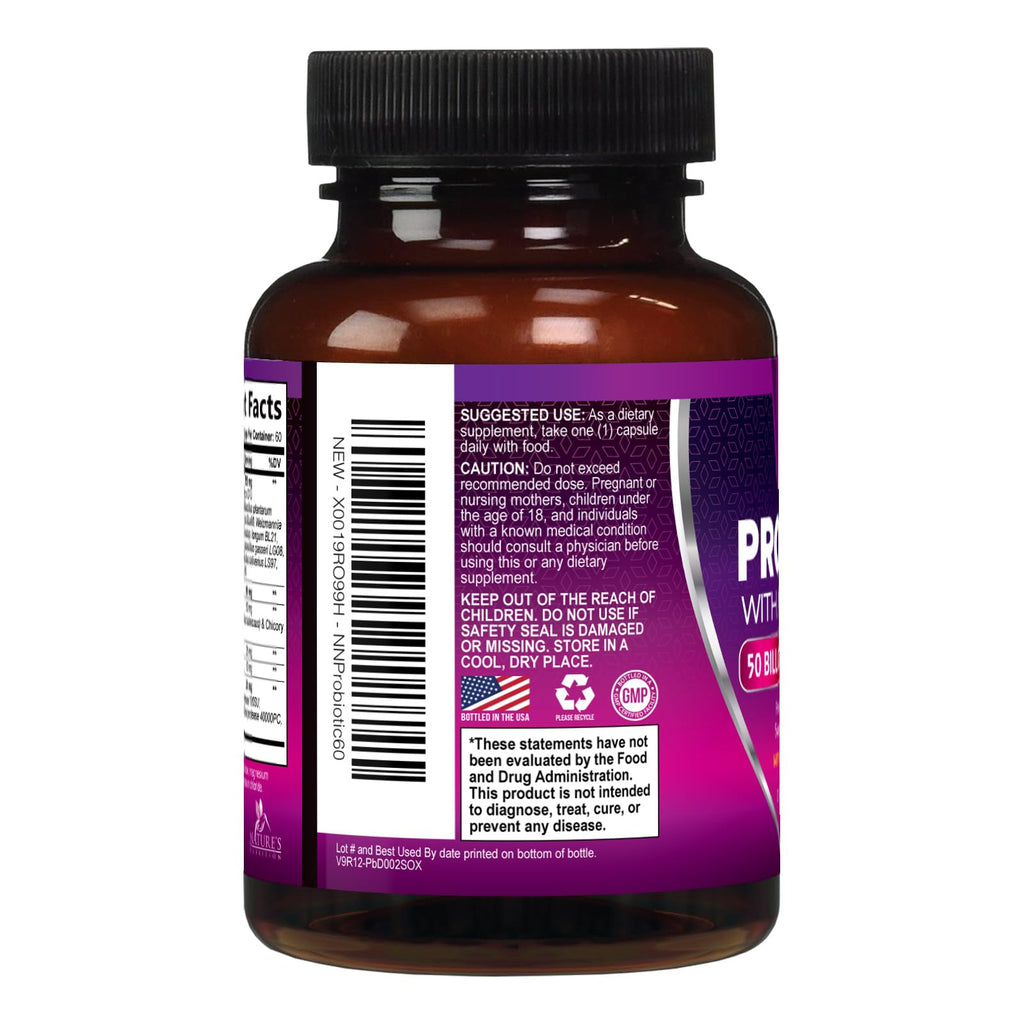 Probiotics 50 Billion CFU per Serving - 10 Strains + Prebiotics - Digestive Health, Gut & Immune Support - Supports Occasional Constipation, Gas & Bloating for Women & Men Shelf Stable - 60 Capsules Nature's Nutrition Au supplements