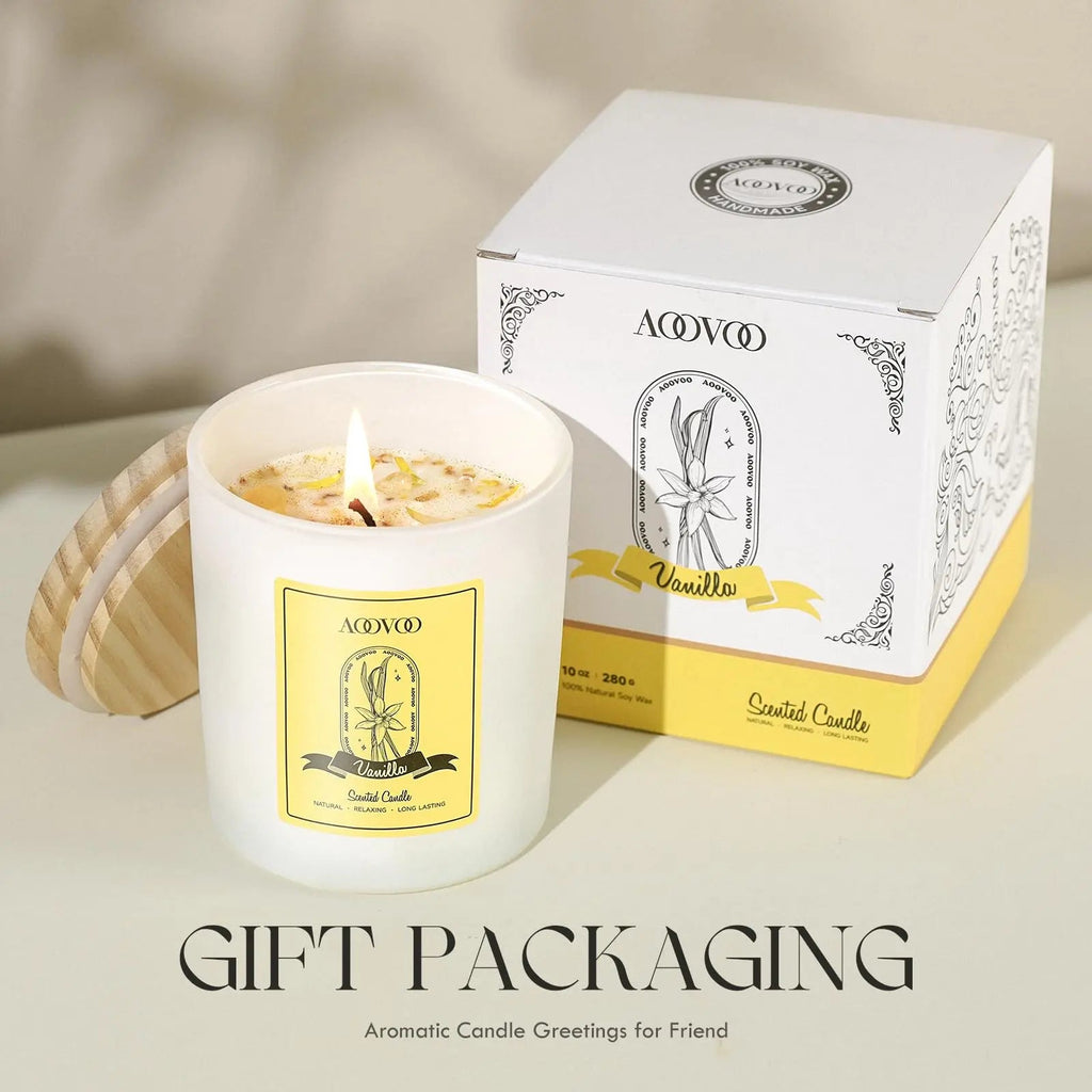 Vanilla Soy Candles Gift for Women - Aromatherapy Candle with Crystals Inside, 10oz Natural Soy Wax Candles AOOVOO Au supplements