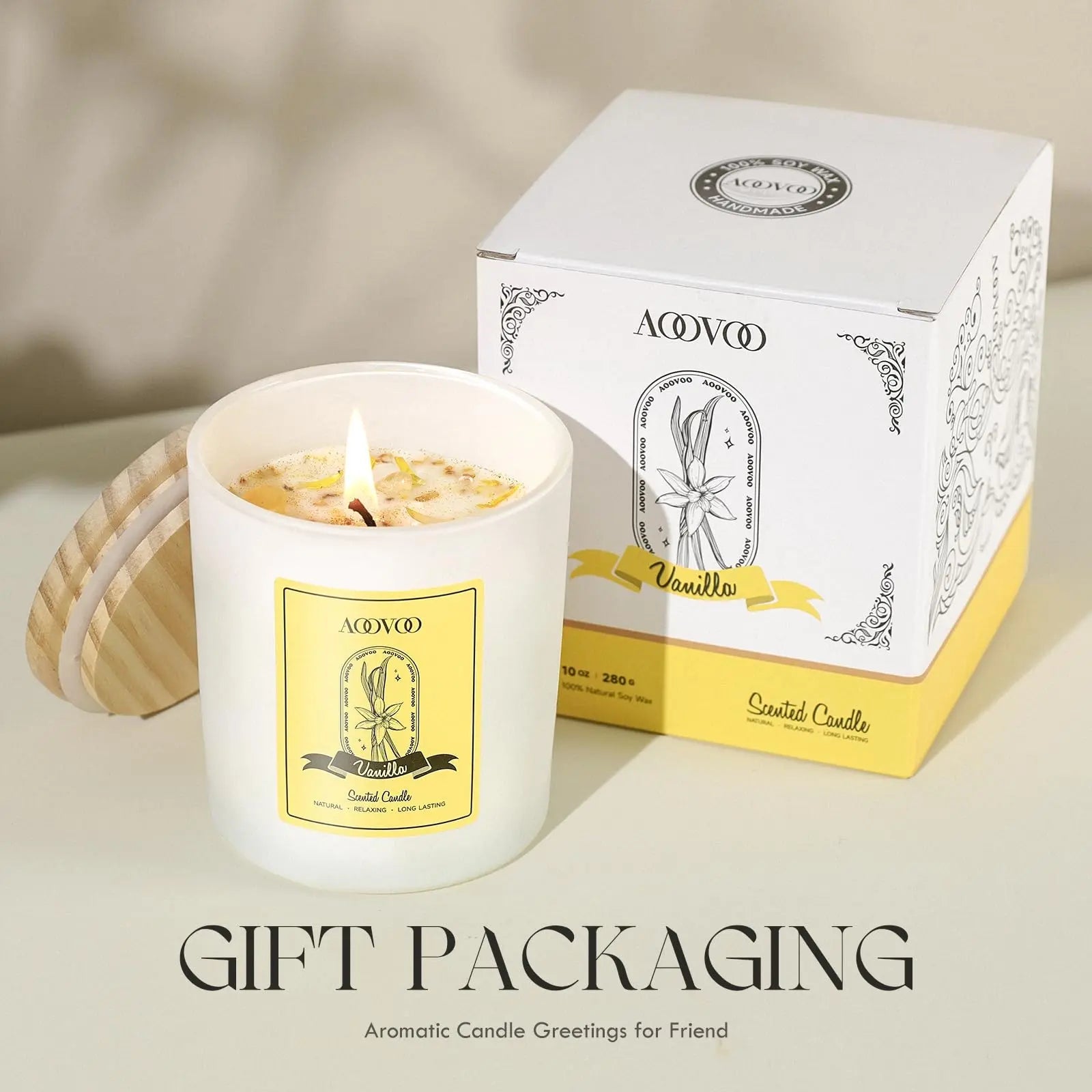 Vanilla Soy Candles Gift for Women - Aromatherapy Candle with Crystals Inside, 10oz Natural Soy Wax Candles AOOVOO Au supplements