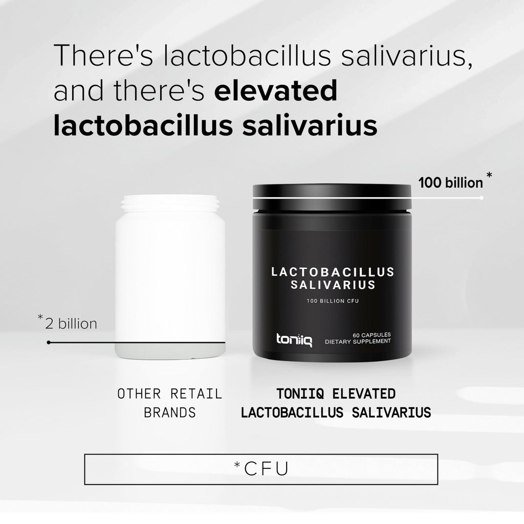 Toniiq 100 Billion CFU Lactobacillus Salivarius Probiotic - Highest Verified CFU Count - Third-Party Lab Tested for Potency - 60 Vegetarian Capsules - 30 Servings - TQ Verified Toniiq Au supplements