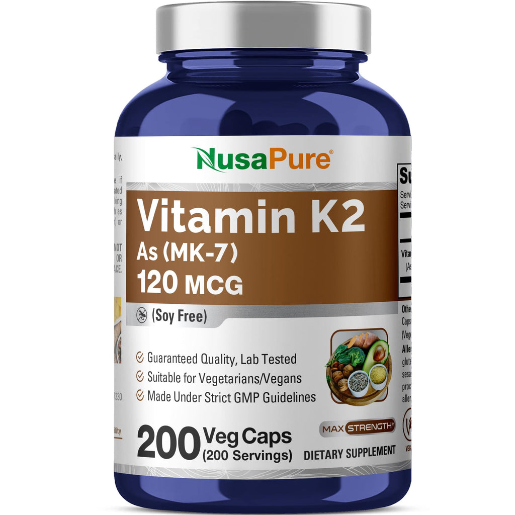 NusaPure Vitamin K2 MK7 120 mcg 200 Veggie Caps (Soy Free, Non-GMO, Vegan) NusaPure Au supplements