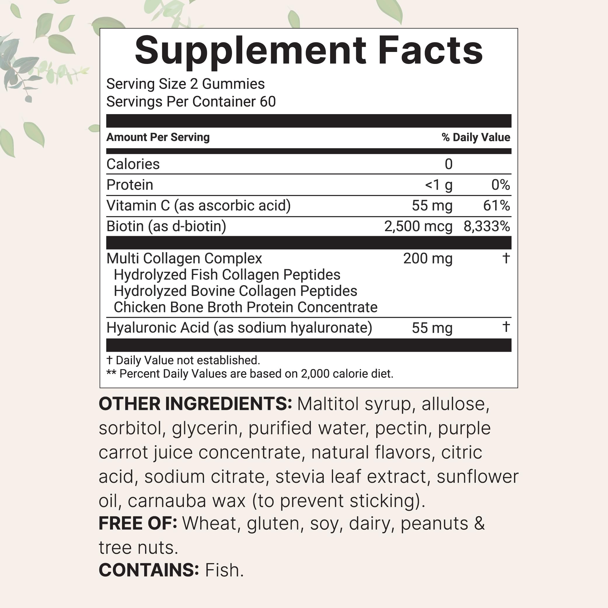 Micro Ingredients Multi Collagen Peptides, 120 Collagen Gummies | Type I,II,III,V,X Protein with Biotin, Hyaluronic Acid, & Vitamin C Complex | Pomegranate & Berry Flavored