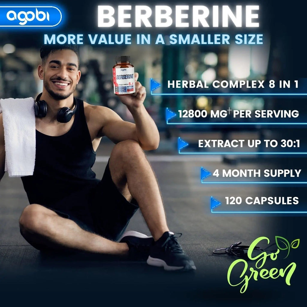 120 Capsules - Berberine Supplement 12800mg with Ceylon, Milk Thistle, Turmeric agobi Au supplements