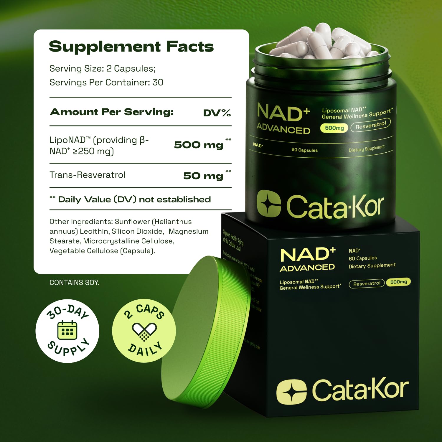 Cata-Kor Liposomal NAD Supplement with Resveratrol – NMN Supplement Alternative – Third-Party Tested – 30-Day Supply – Advanced NAD+ Resveratrol Cata-Kor Au supplements