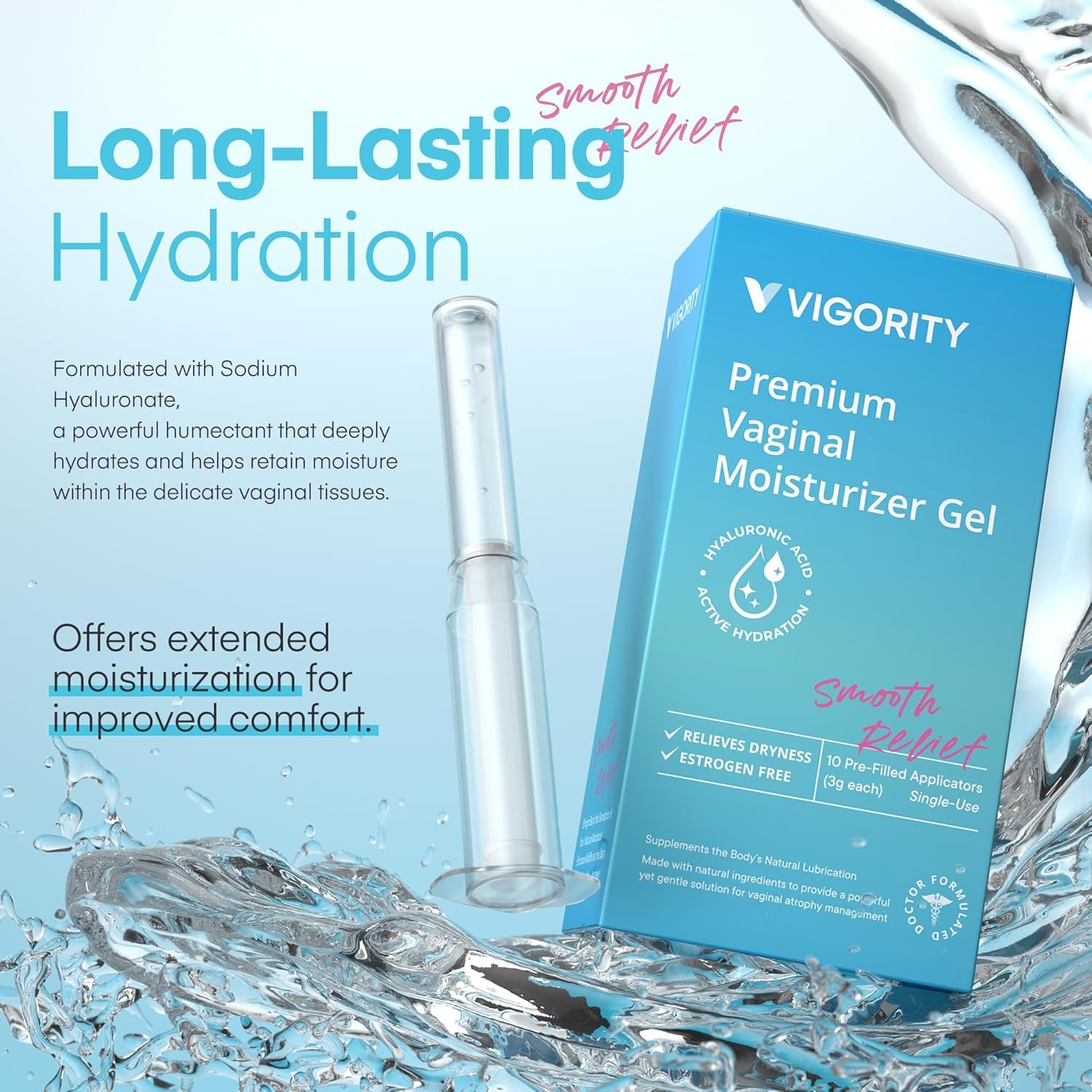 Vigority Vaginal Moisturizer Gel: Long Lasting Relief for Vaginal Dryness, Irritation & Intimate Discomfort with Hyaluronic Acid & Vitamin E – Hormone-Free Feminine Care – 10 Pre-Filled Applicators Vigority Au supplements