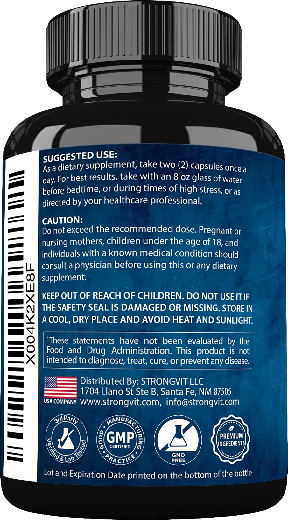 StrongVit Cortisol Supplements for Women and Men with Magnesium, Ashwagandha & L-Theanine. High Cortisol Reducer, Manager, Detox,