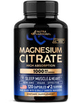 Magnesium Citrate Capsules 1000mg | High Absorption Supplement - Sleep, Muscle & Heart Support - Vegan | Non-GMO - Made in USA - As Powder