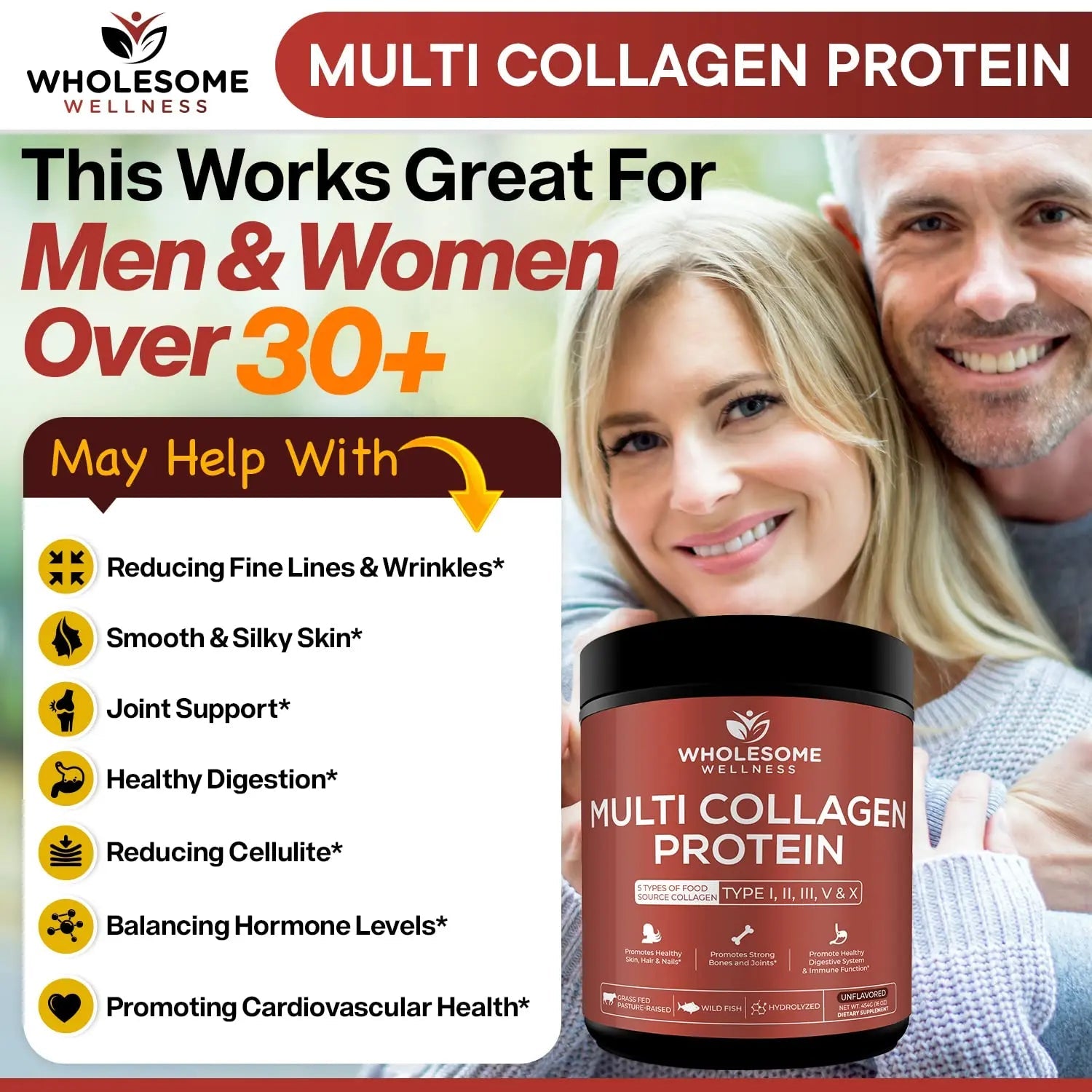 Multi Collagen Protein Powder Hydrolyzed (Type I II III V X) Grass-Fed All-in-One Super Wholesome Wellness Au supplements
