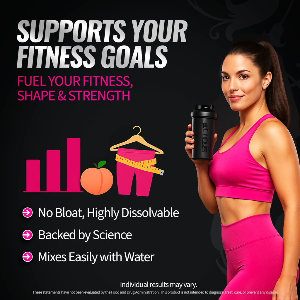 Bold Buns Creatine for Women – Supplement with Collagen & BCAA – Supports Muscle Development, Post-Workout Recovery, Skin Elasticity,