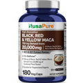 NusaPure Maca Root Black, Red, Yellow 20,000mg - 180 Vegan Capsules (Vegan,Non-GMO, Gluten Free) Bioperine NusaPure Au supplements