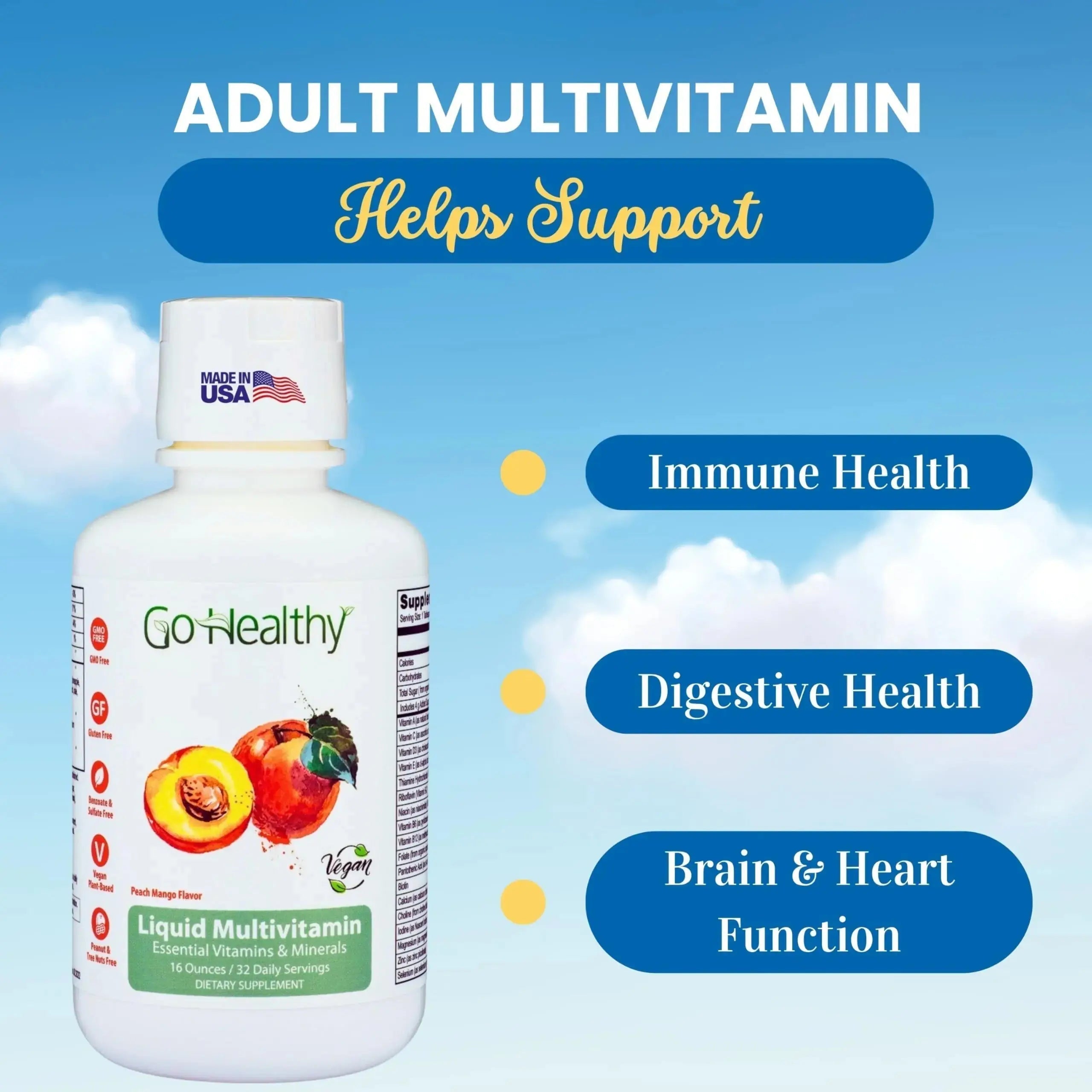 Go Healthy Liquid Vitamins for Women, Men, Teens | Vegan Vitamin & Mineral | High Absorption | Premium Liquid Multivitamin | Go Healthy Natural Au supplements