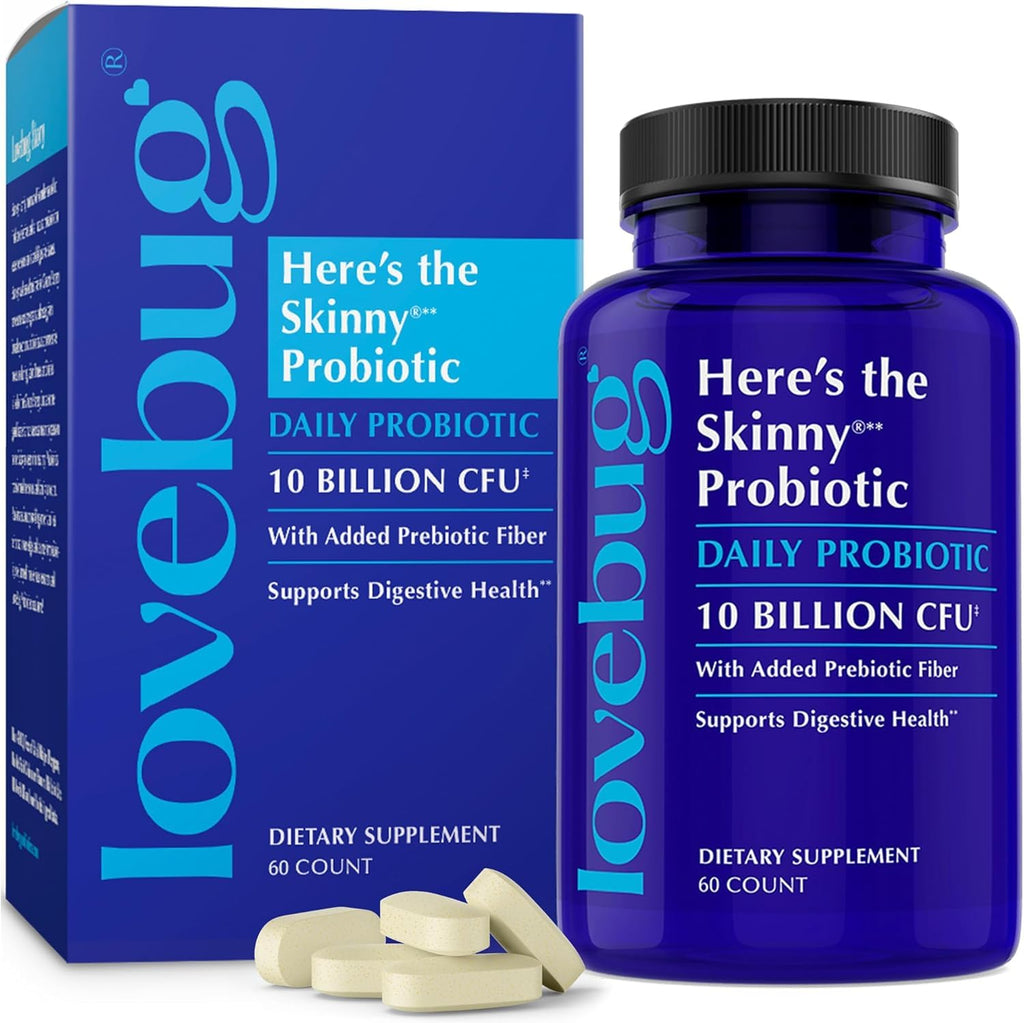 LOVEBUG Skinny Prebiotics and Probiotics for Women Digestive Health & Immune Support - 10 Billion CFU Probiotic Strains Gut Health, Gas, Constipation & Bloating, 60ct LOVEBUG Au supplements