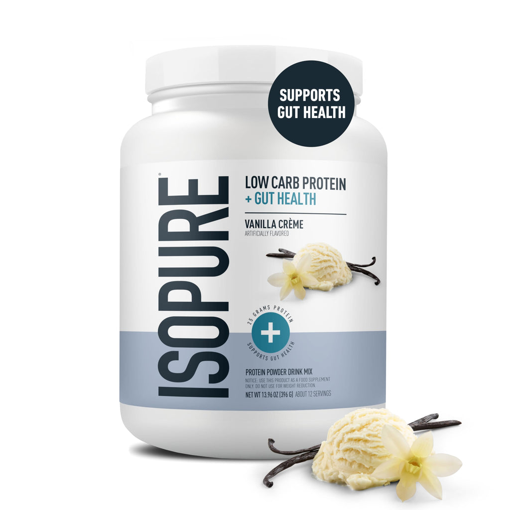 Isopure Protein + Gut Health & Immune Support Powder, Vanilla Crème, 25g Whey Protein with Prebiotics & Vitamins, 12 Servings (Pack of 1)