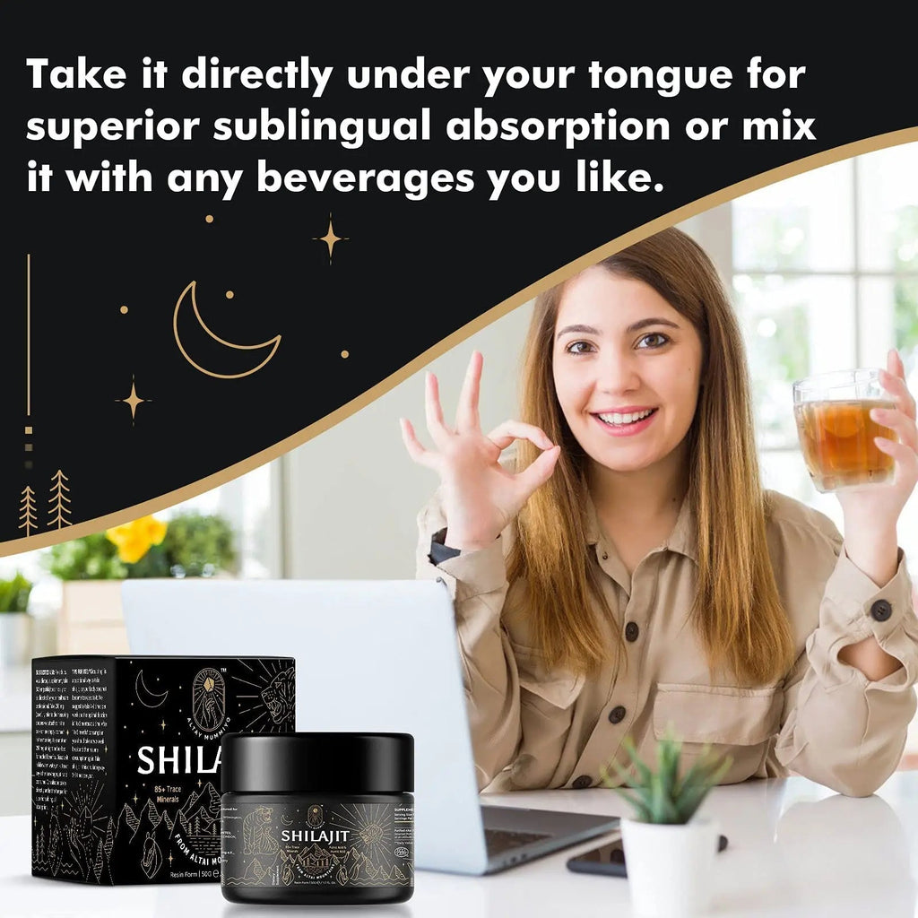 Shilajit Resin with Fulvic Acid & Trace Minerals, Original Siberian Pure Shilajit with 85+ Humic ALTAY MUMMIYO Au supplements